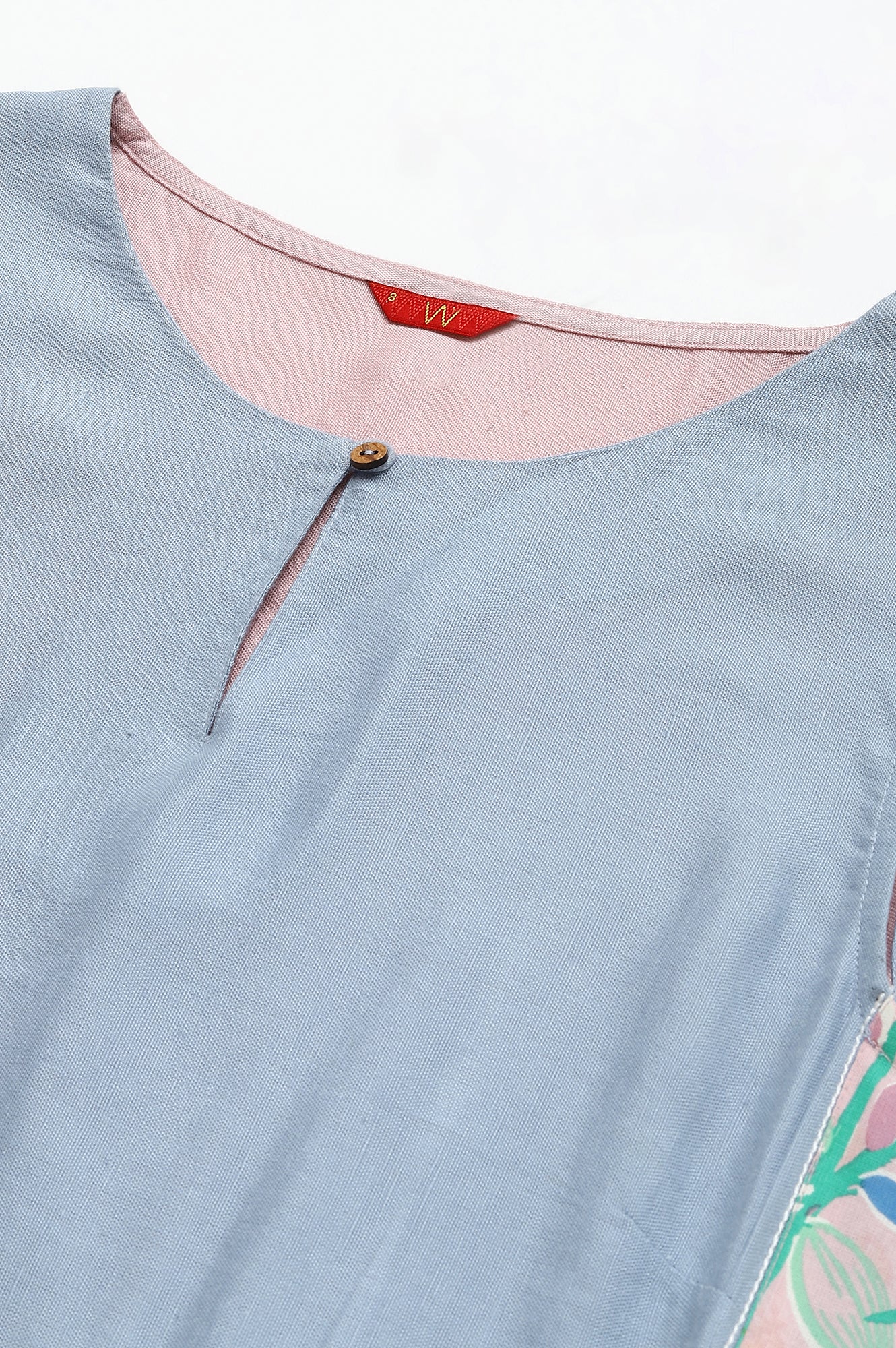 Blue Sleeveless Rayon Flax kurta - Image 2