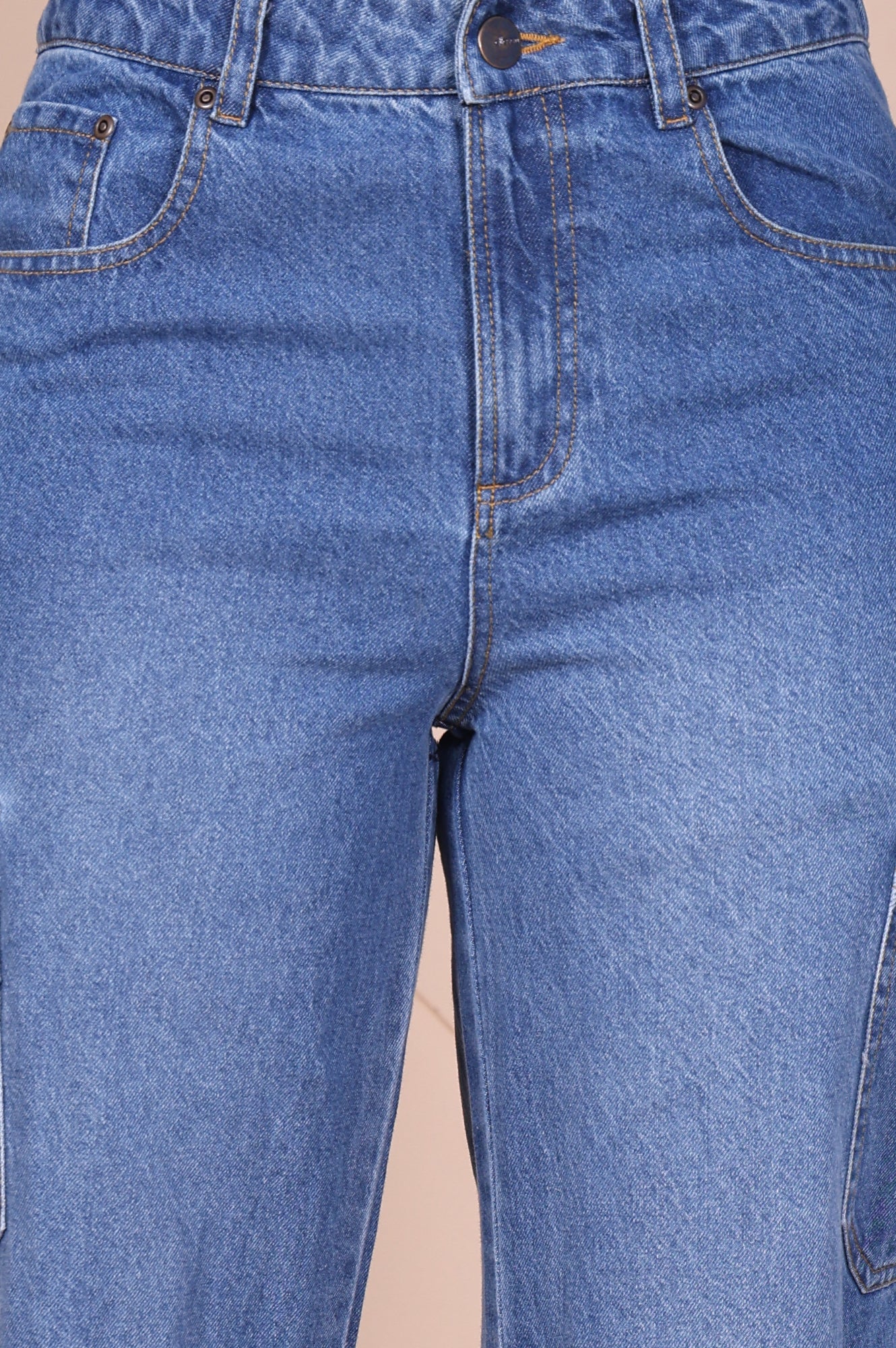 Elleven Women's Blue Solid Denim Relaxed Fit Cargo - Image 6