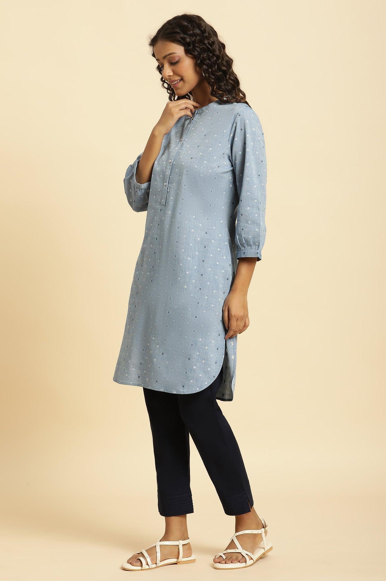 Yellow Peplum Embroidered Yoke Top - Image 3