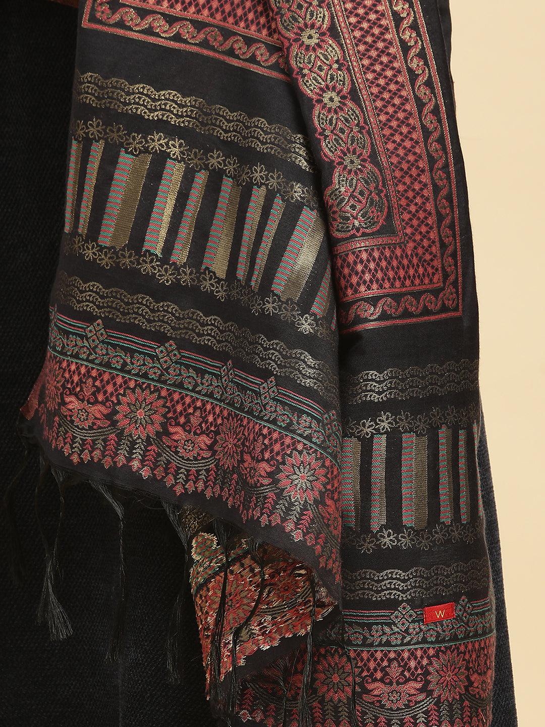 Blue Zari Embroidered Kurta, Pants And Jacquard Dupatta Set - Image 7