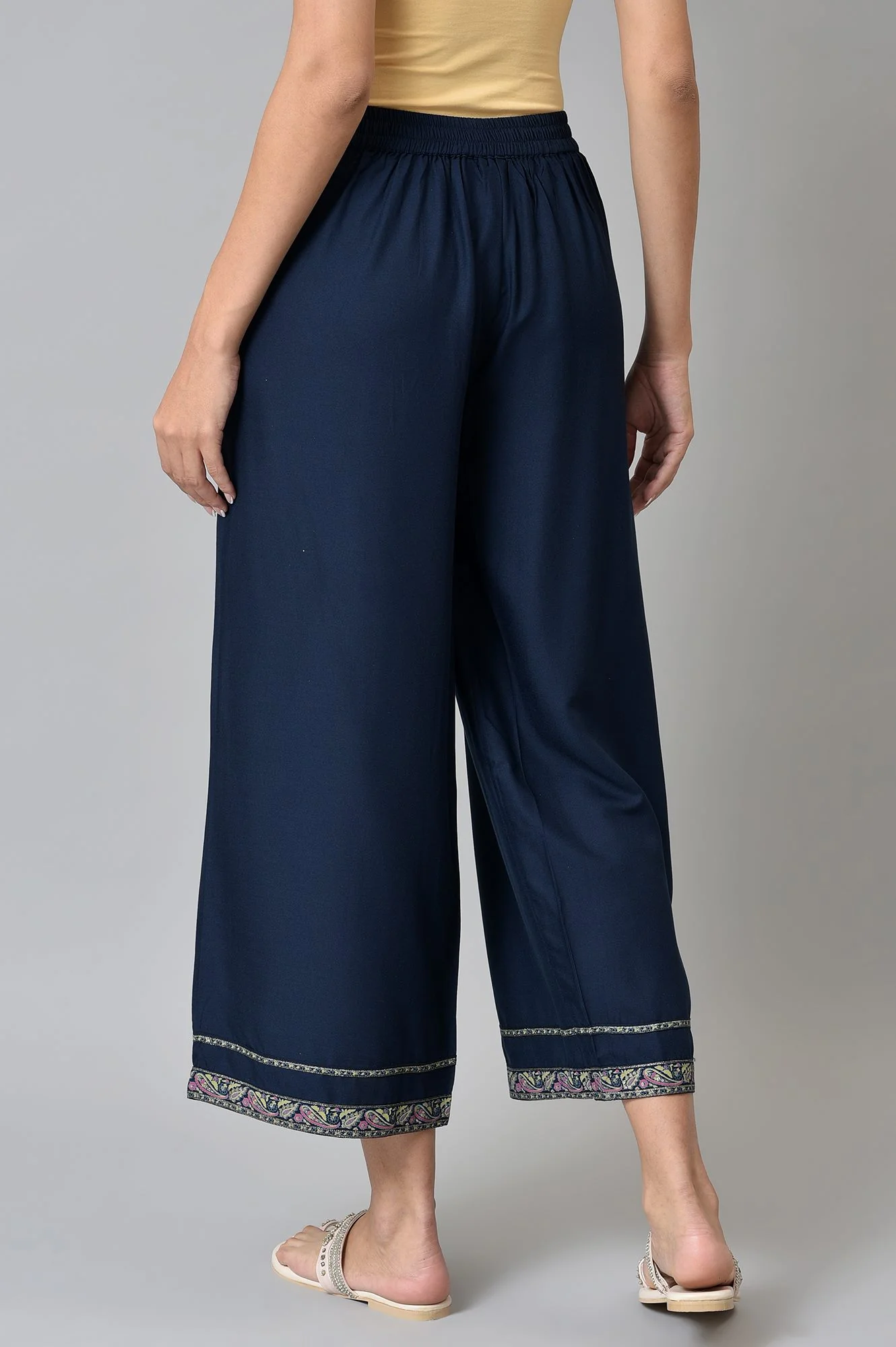 Blue Zari Straight Kurta and Parallel Pant Set - Image 5