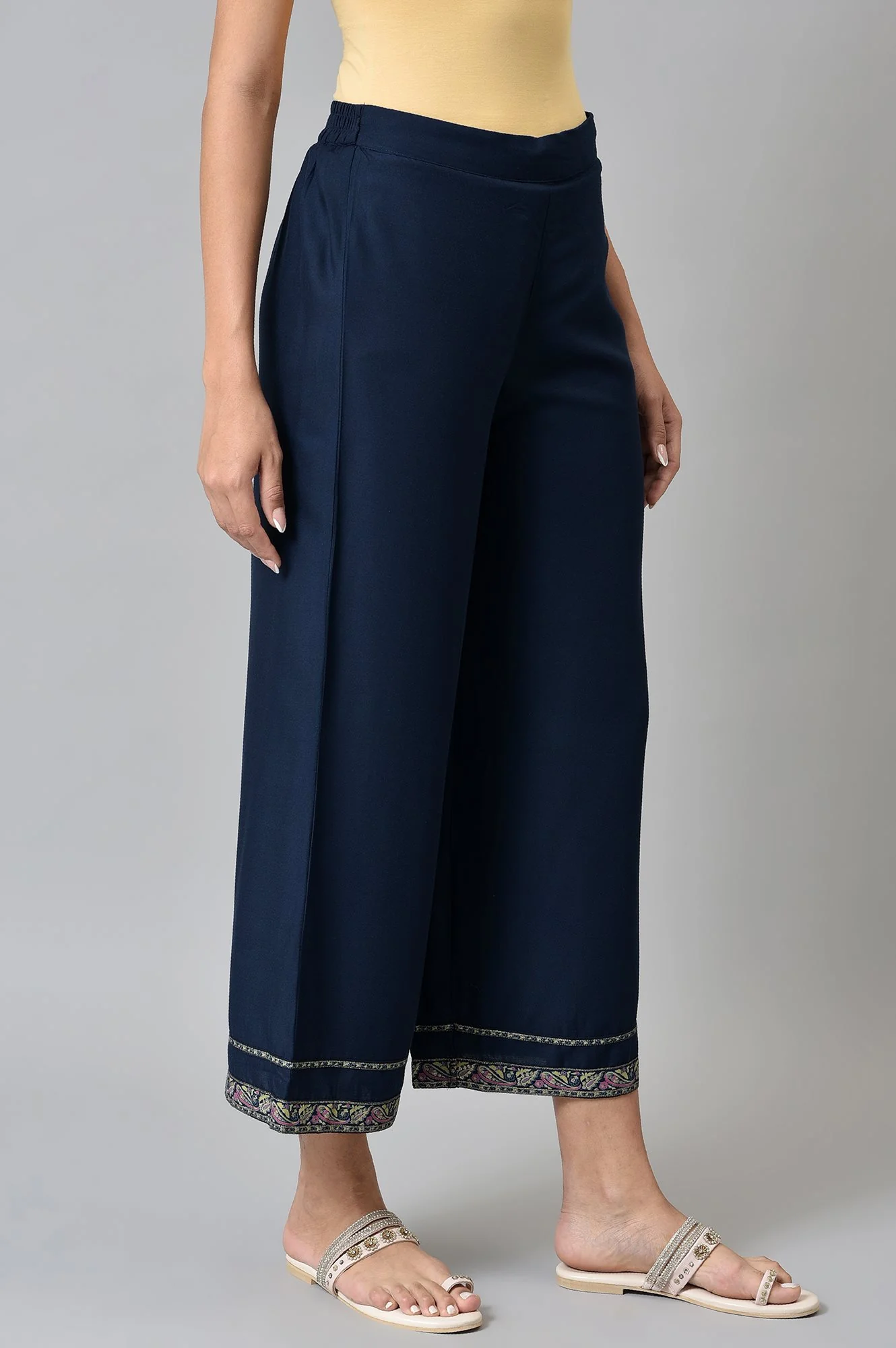 Blue Zari Straight Kurta and Parallel Pant Set - Image 7