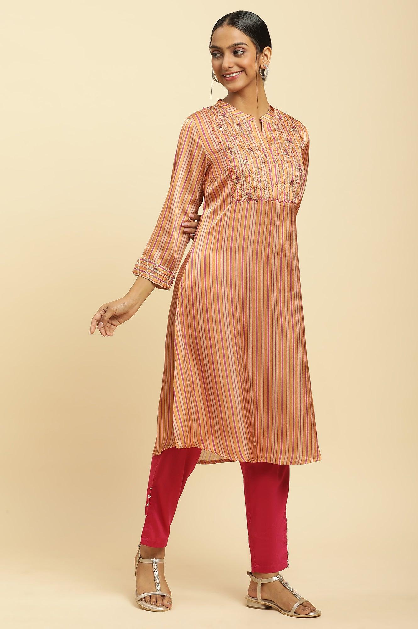 Bright Multi-Coloured Embroidered Kurta - Image 5