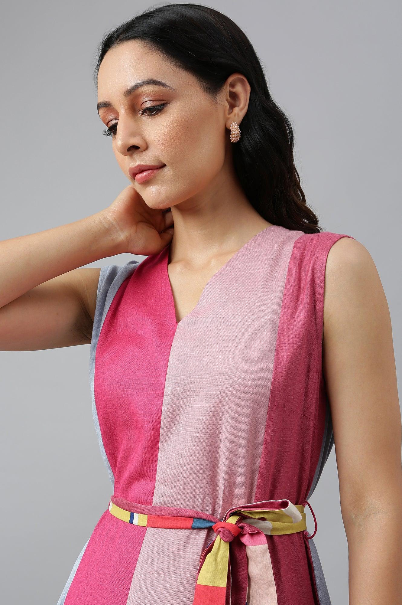 Bright Multicoloured Colour Block Sleeveless Dress - Image 8