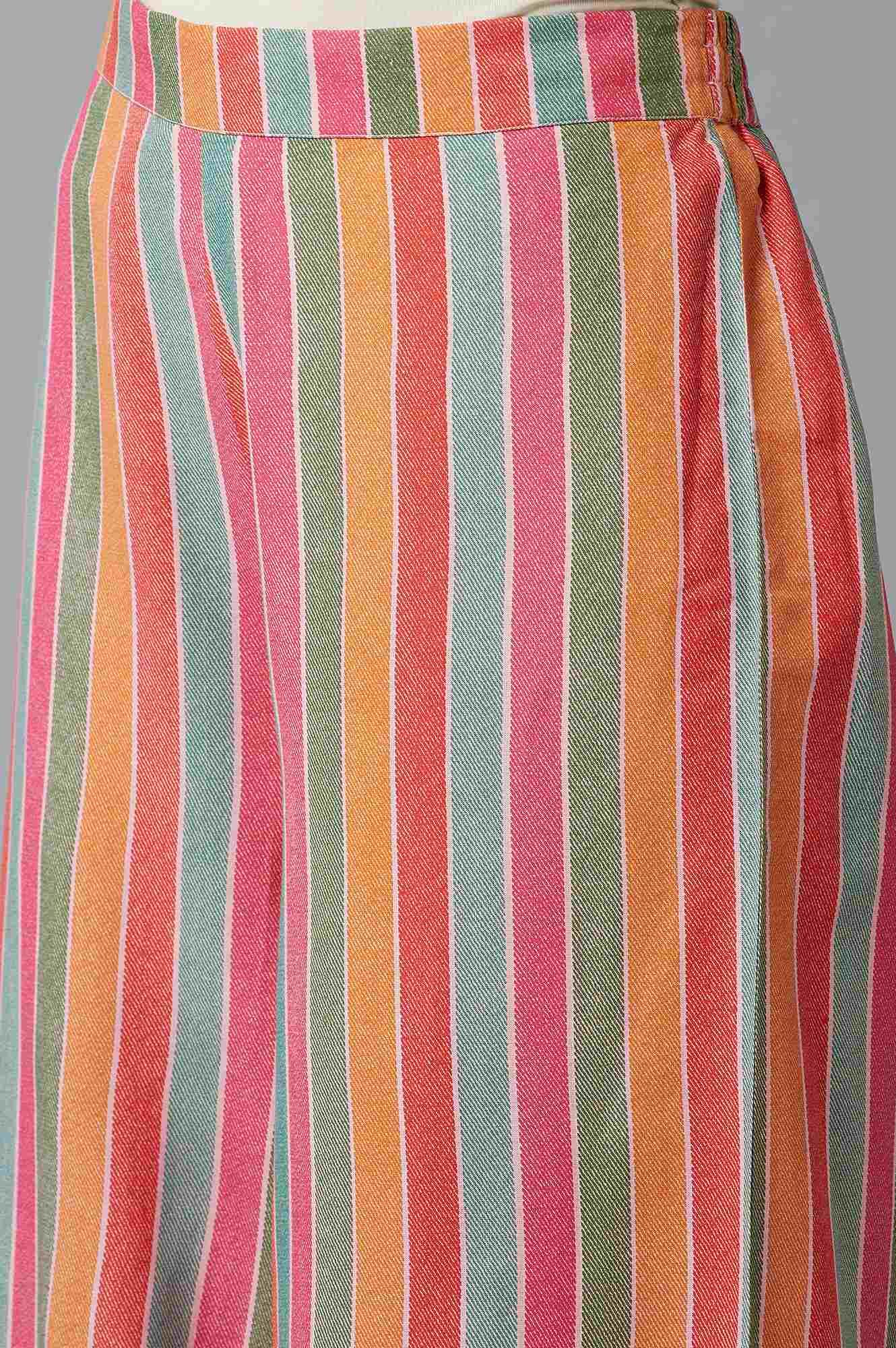Bright Multicoloured Stripe Printed Parallel Pants - Image 6