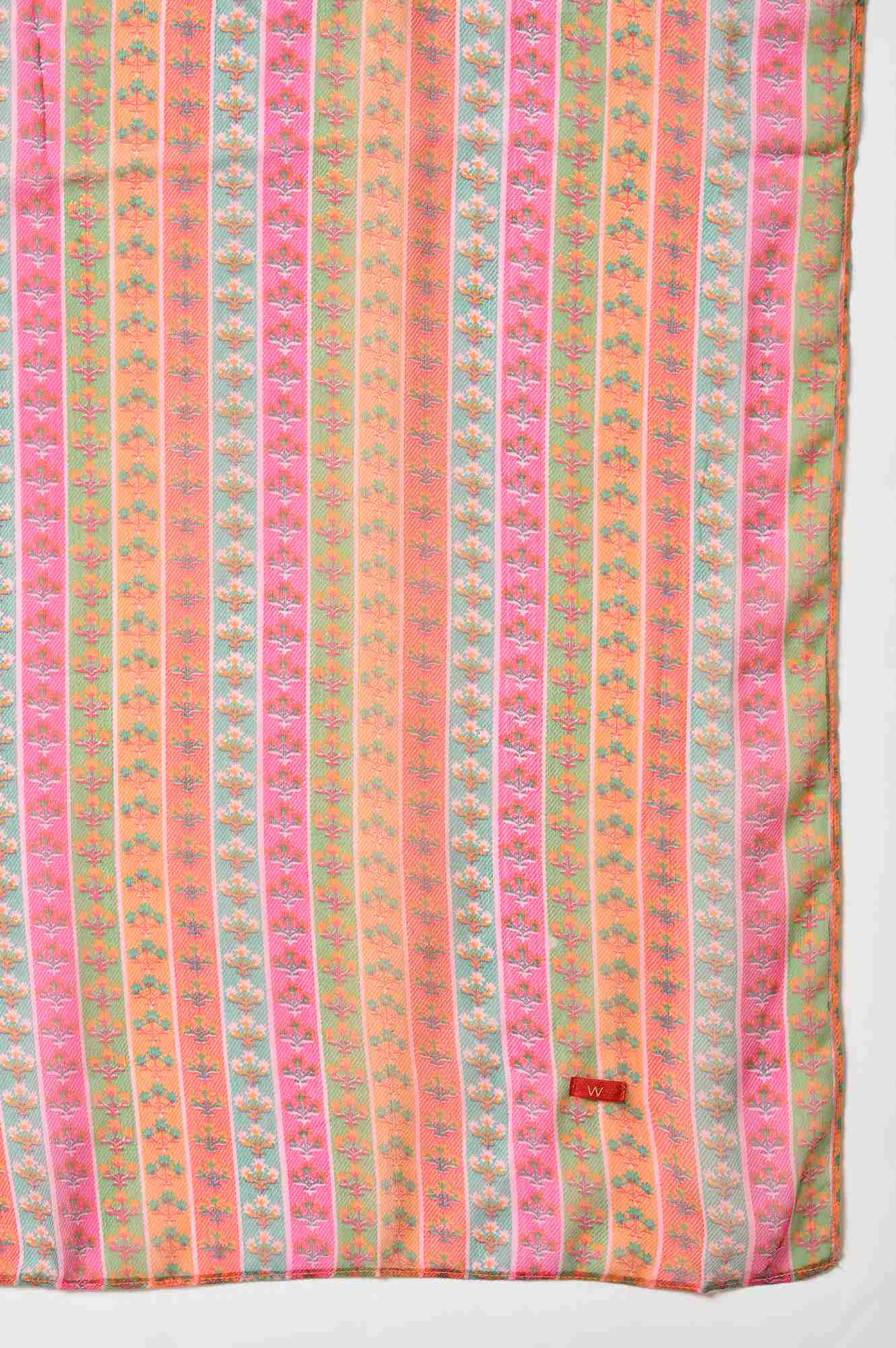 Bright Multicoloures Chiffon Stripe Print Dupatta - Image 4