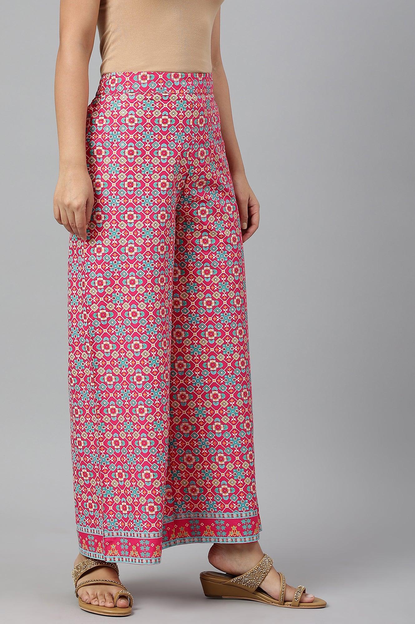 Bright Pink Printed Parallel Pants - Image 3