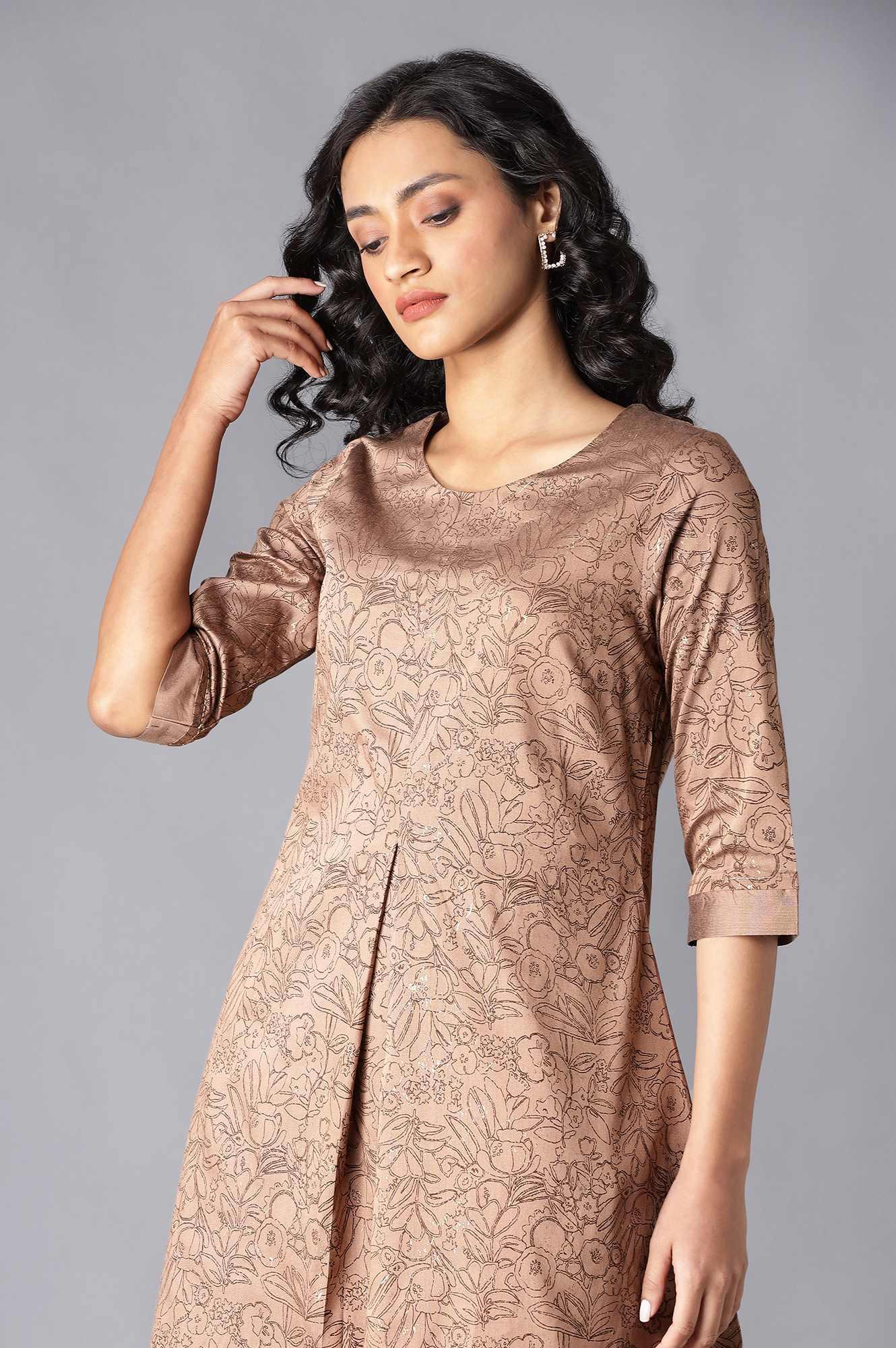 Brown A-Line Printed kurta - Image 5