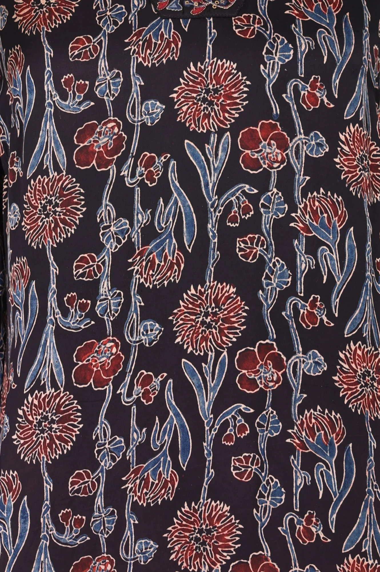 Brown Block Printed Sequins Satin Straight Kurta - Image 2
