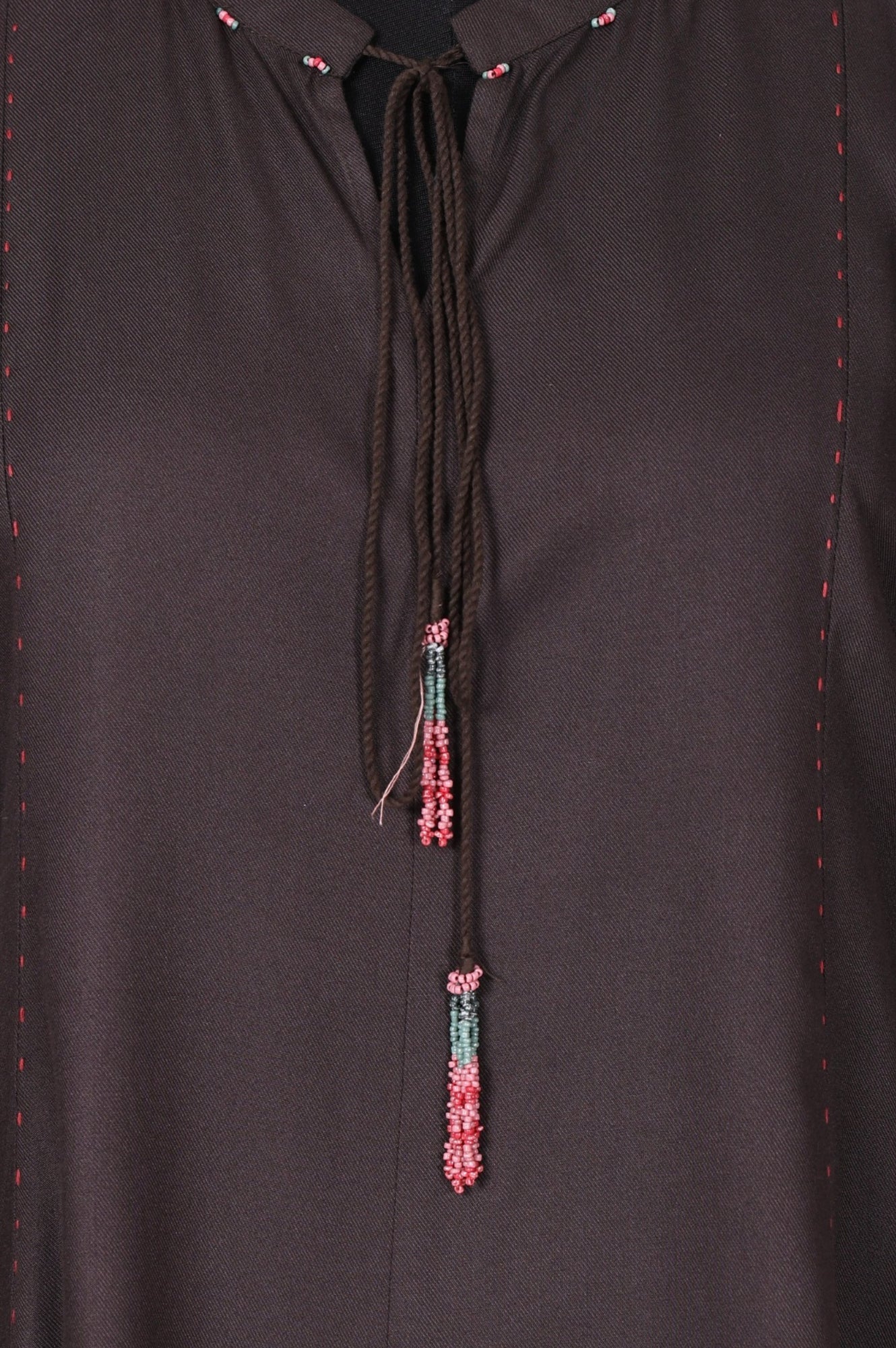 Brown Thread Embroidered Straight Winter Kurta with Pants Co-ord Set - Image 2