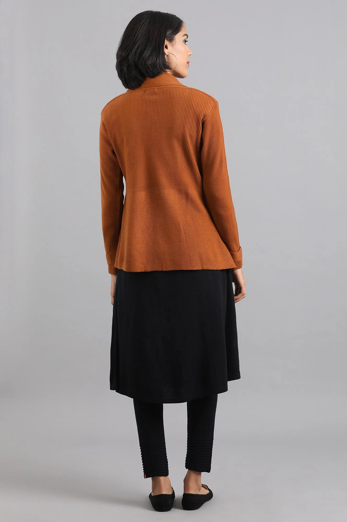 Brown Front Open Basic Cardigan - Image 2