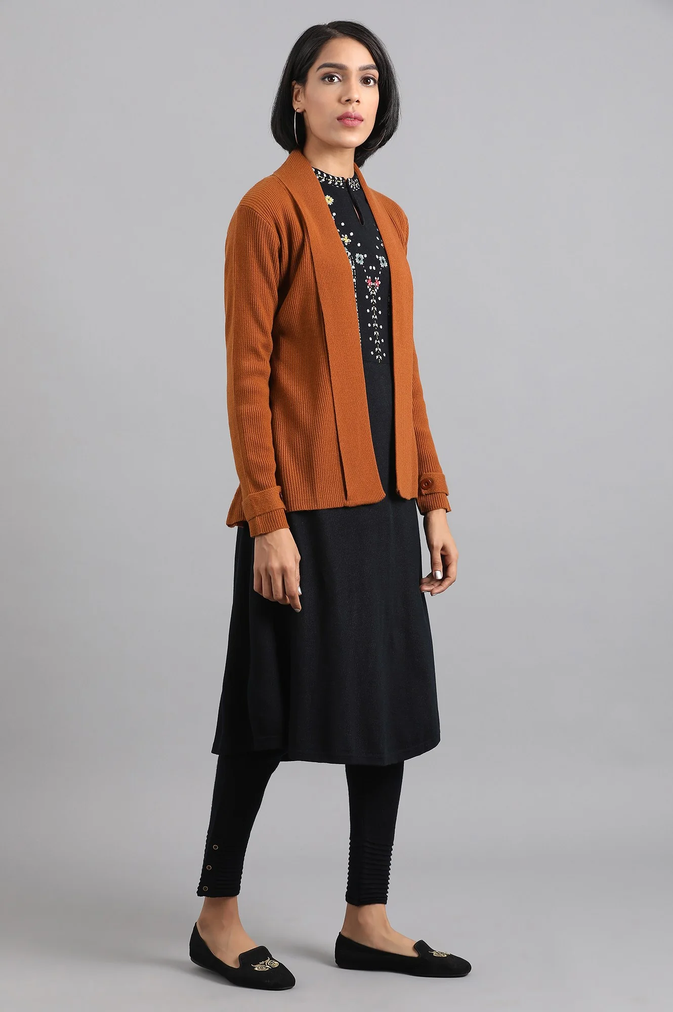 Brown Front Open Basic Cardigan - Image 4