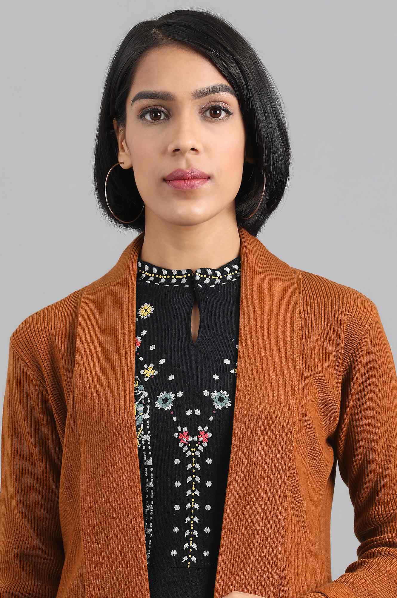 Brown Front Open Basic Cardigan - Image 5