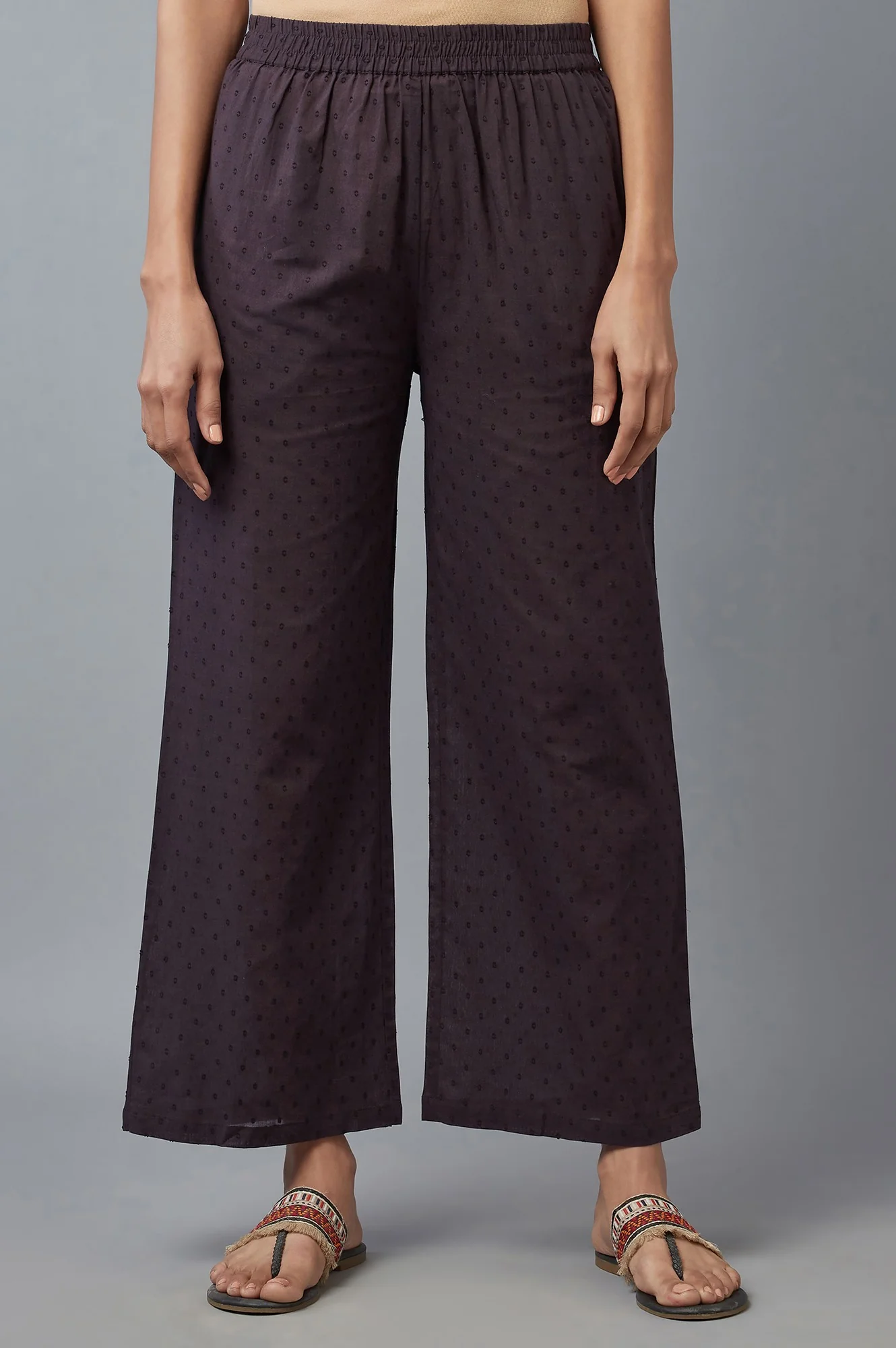 Brown Paisley Printed Pure Cotton Flared Kurta and Parallel Pants Set - Image 6