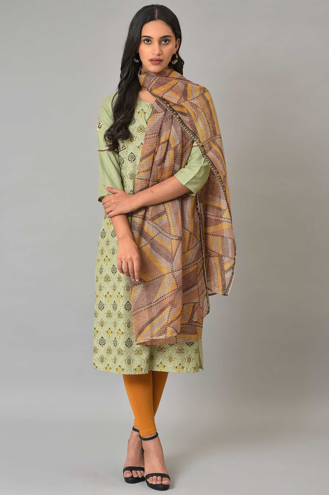 Brown Printed Kota Dupatta - Image 3