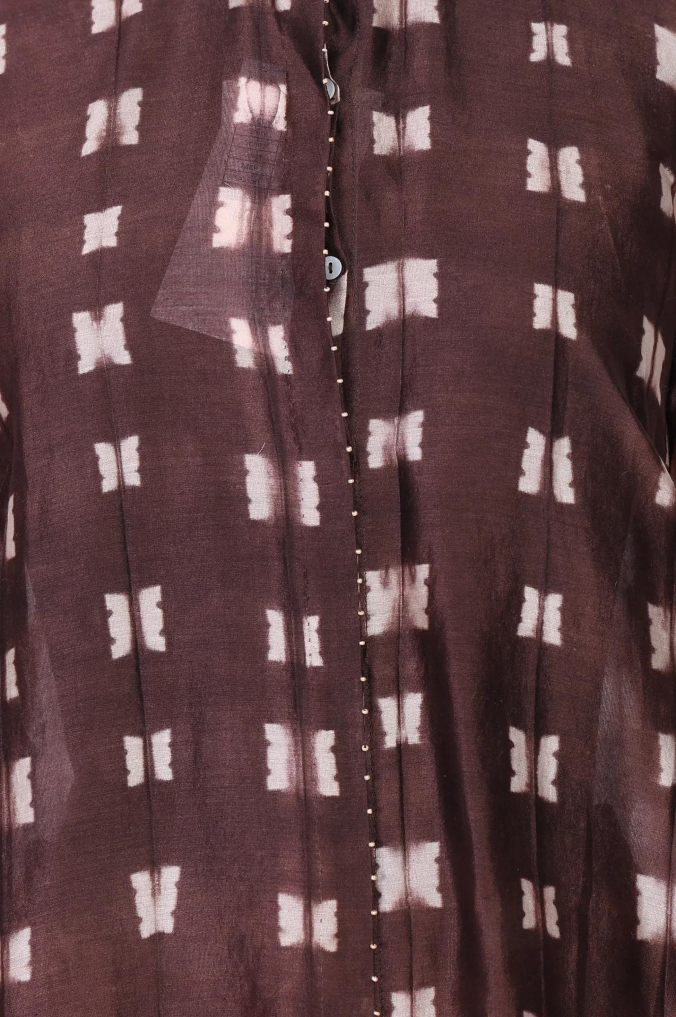 Brown Shibori Printed Cotton Blend Straight Top with Parallel Pants Co-ord Set - Image 2