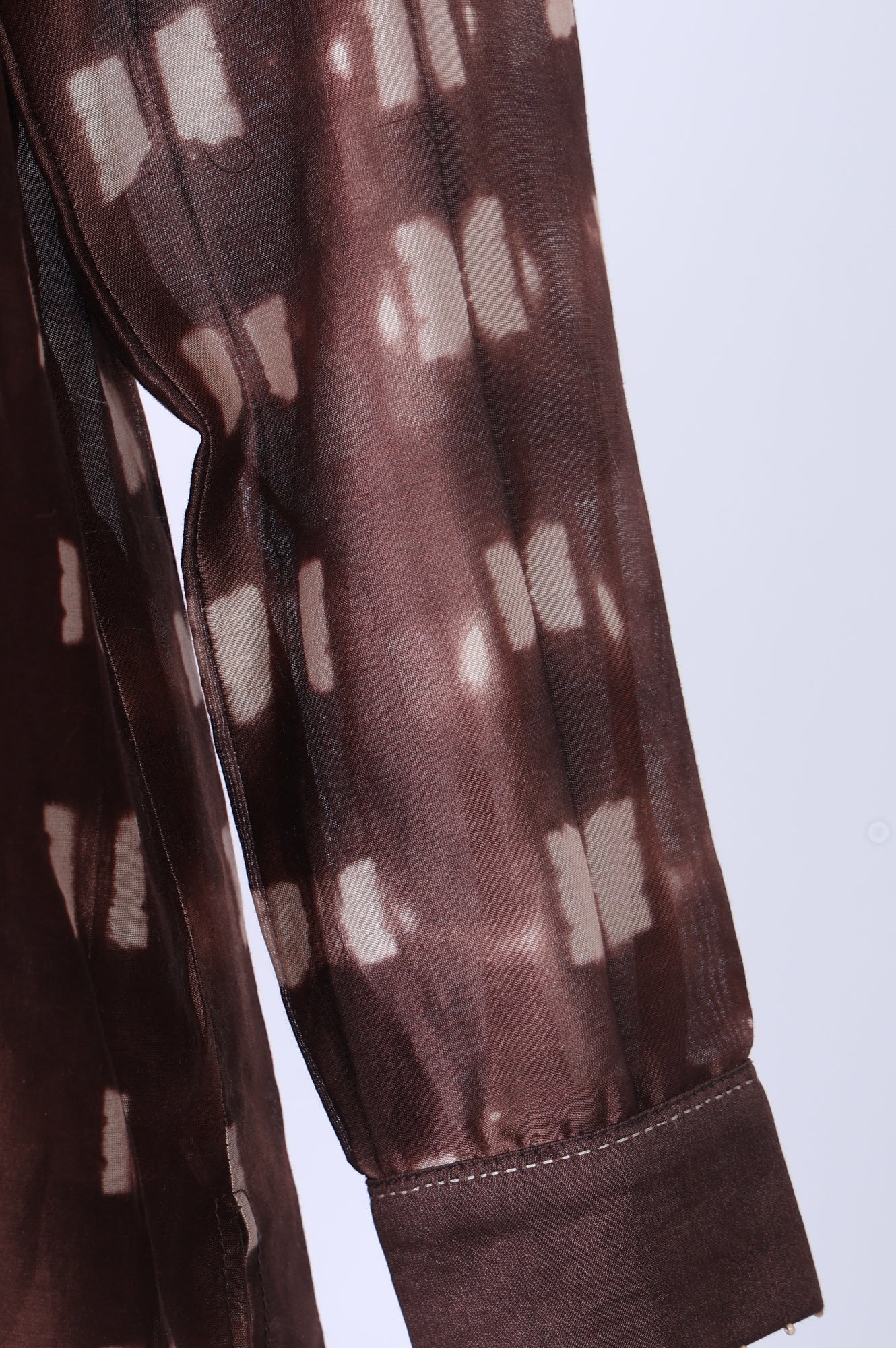 Brown Shibori Printed Cotton Blend Straight Top with Parallel Pants Co-ord Set - Image 7