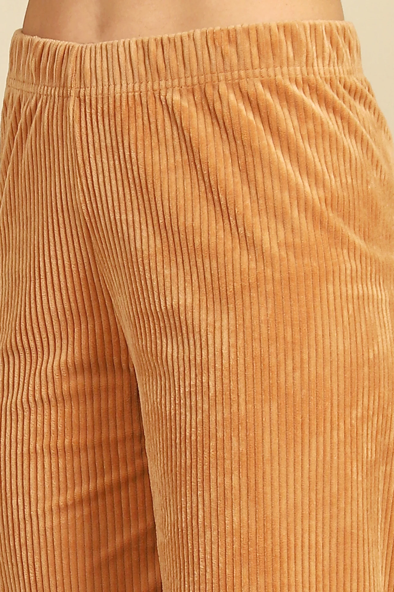 Elleven Women's Brown Solid Straight Fit Cotton Pants With Elasticated Waist - Image 3