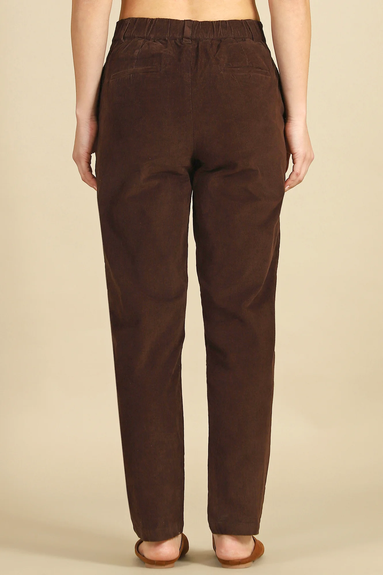Elleven Women's Brown Solid Straight Fit Cotton Pants with YKK Zipper - Image 5