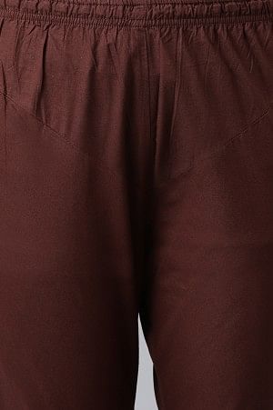 Brown Solid Knitted Churidar - Image 8