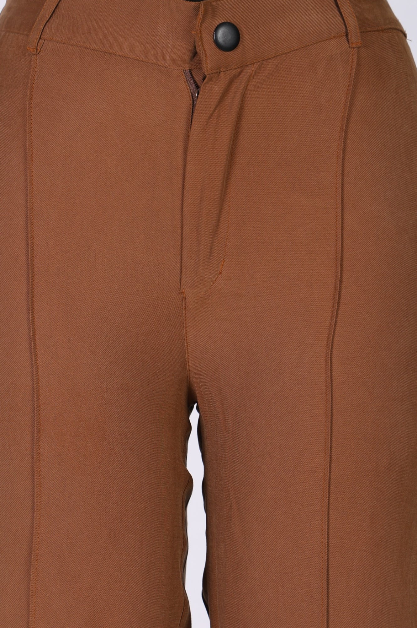 Elleven Women's Brown Solid Rayon Straight Fit Ankle Length Pants - Image 3