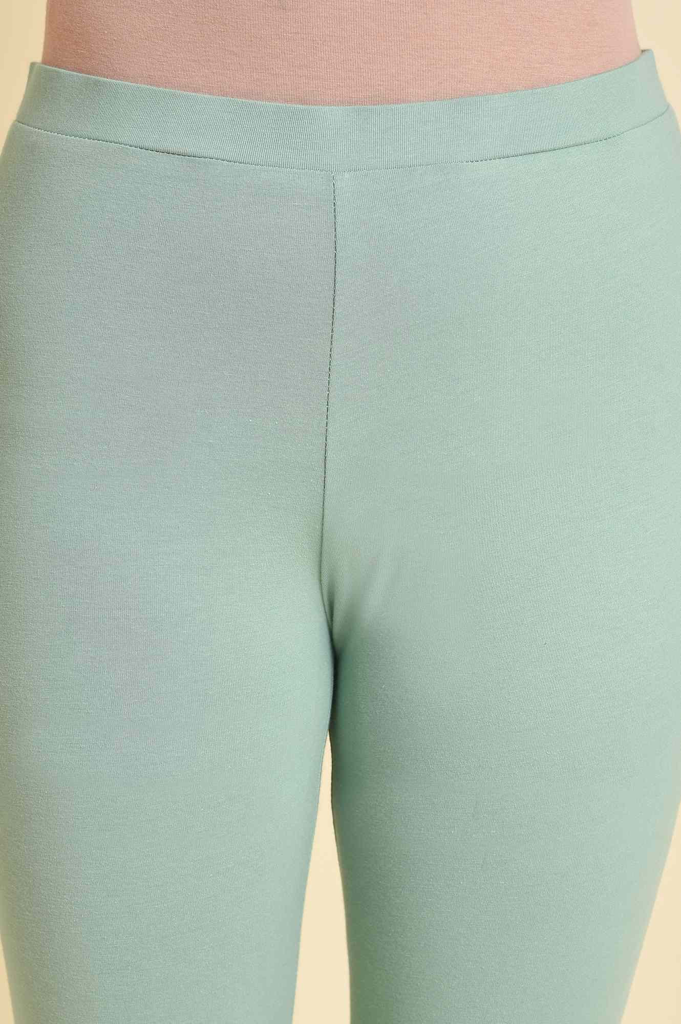 Cameo Green Cotton Jersey Tights - Image 6