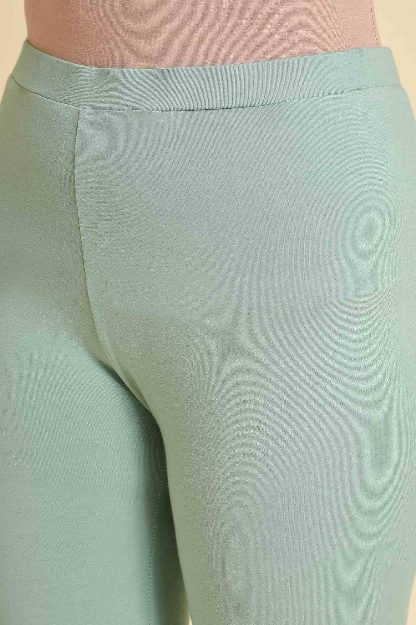 Cameo Green Cotton Jersey Tights - Image 7
