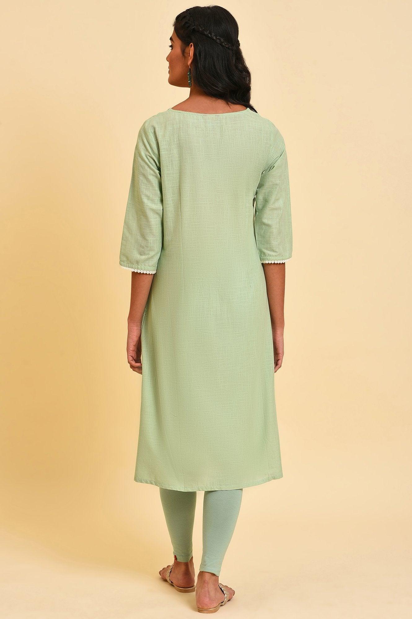 Cameo Green Floral Printed kurta Set - Image 2