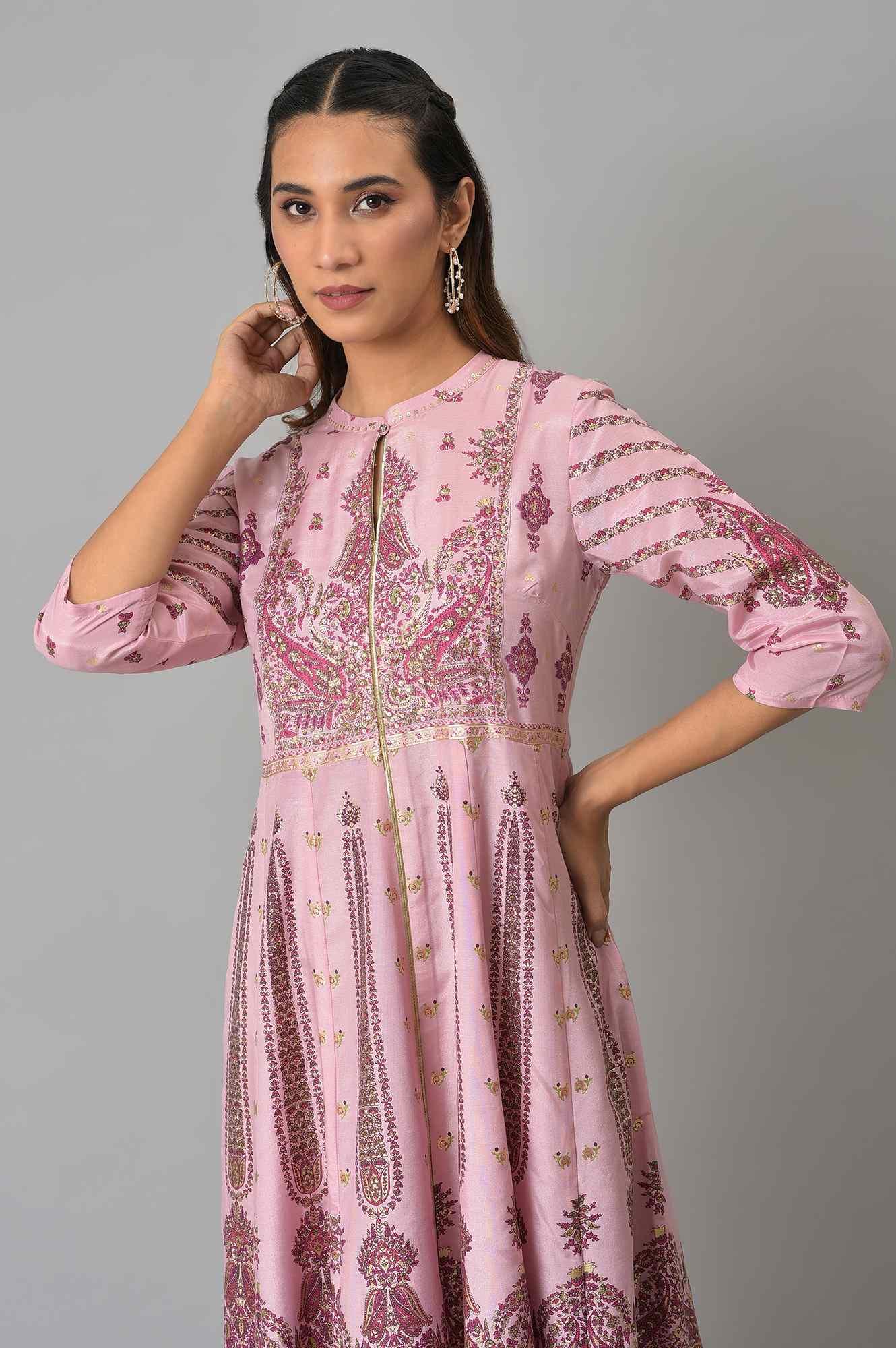 Cameo Pink Floral Printed Festive Dress - Image 6