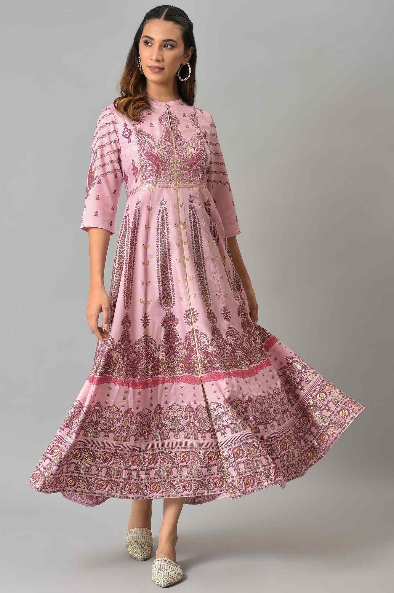 Cameo Pink Floral Printed Festive Dress - Image 7