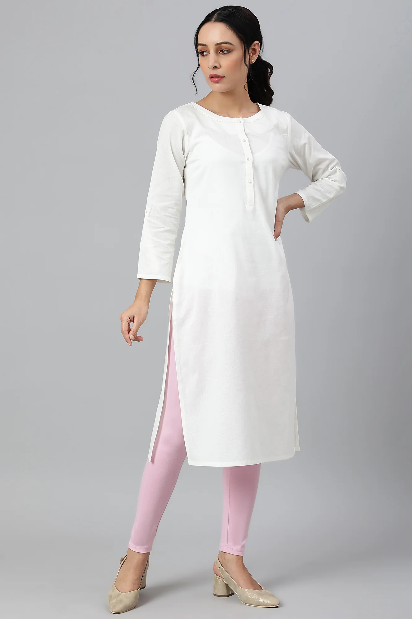 Cameo Pink Solid Knitted Women Tights - Image 5