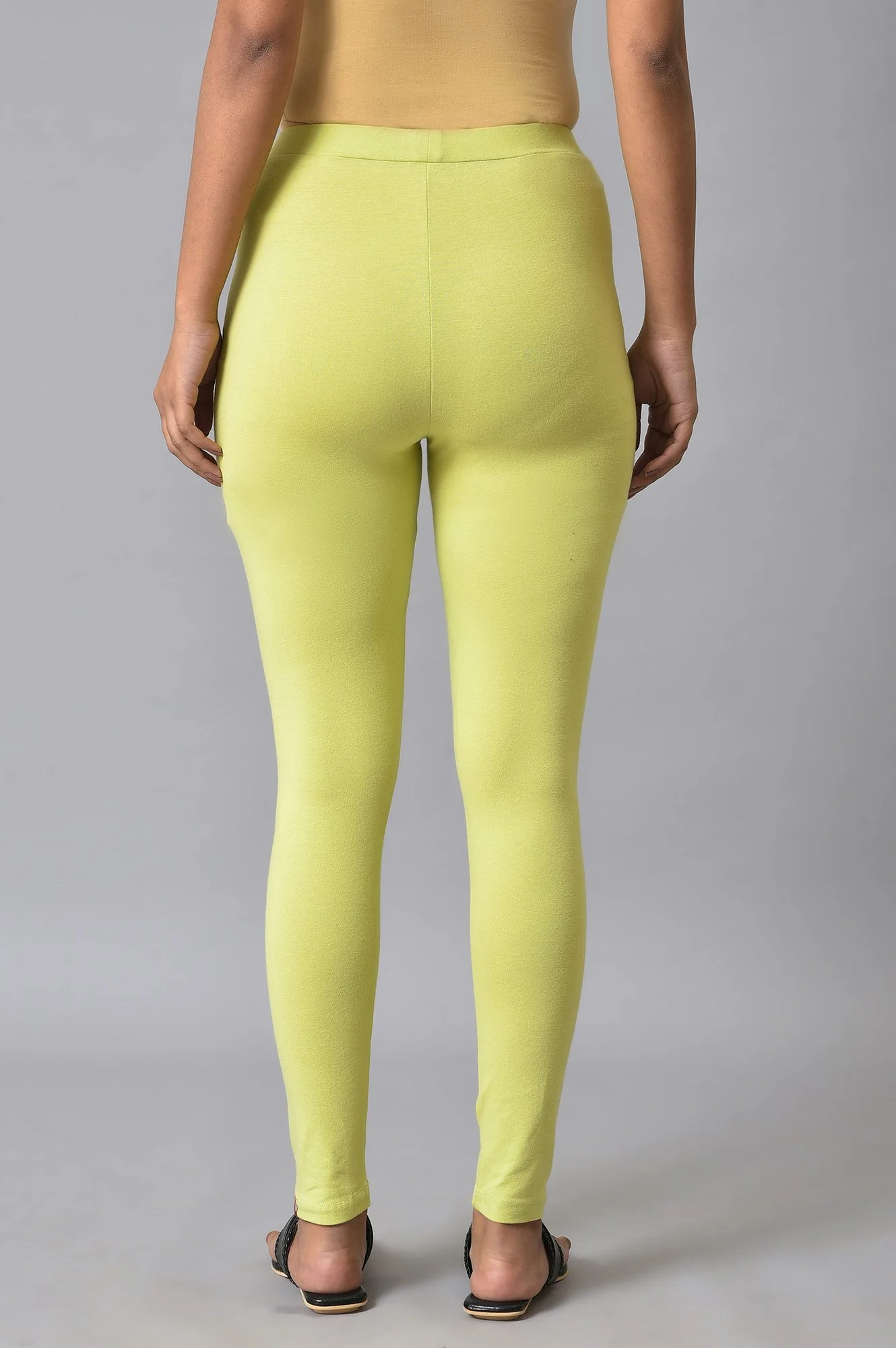 Celery Green Cotton Jersey Tights - Image 2