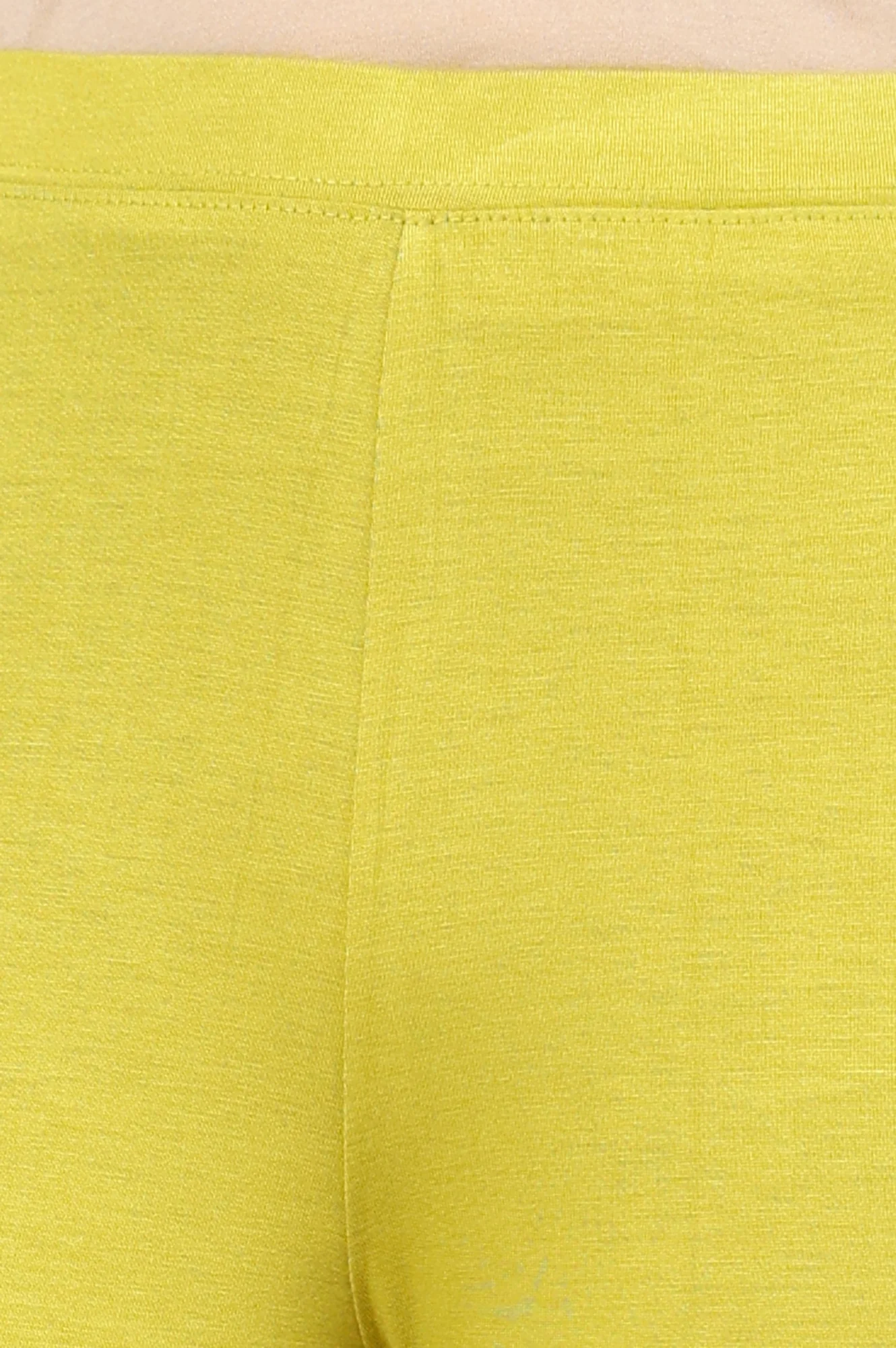 Celery Green Solid Viscose Lycra Tights With Elasticated Band - Image 5