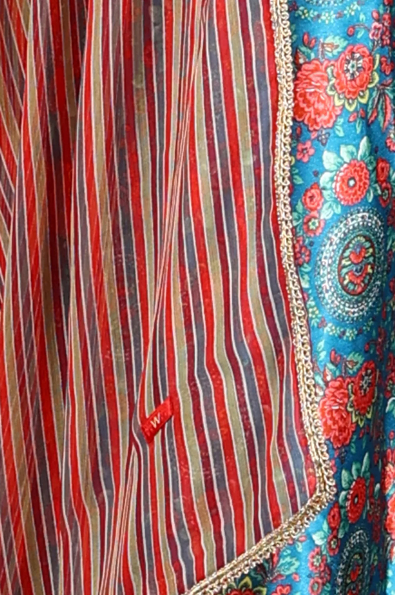 Cerulean Blue Floral Printed Japanese Satin Kurta, Pants And Dupatta Set - Image 10