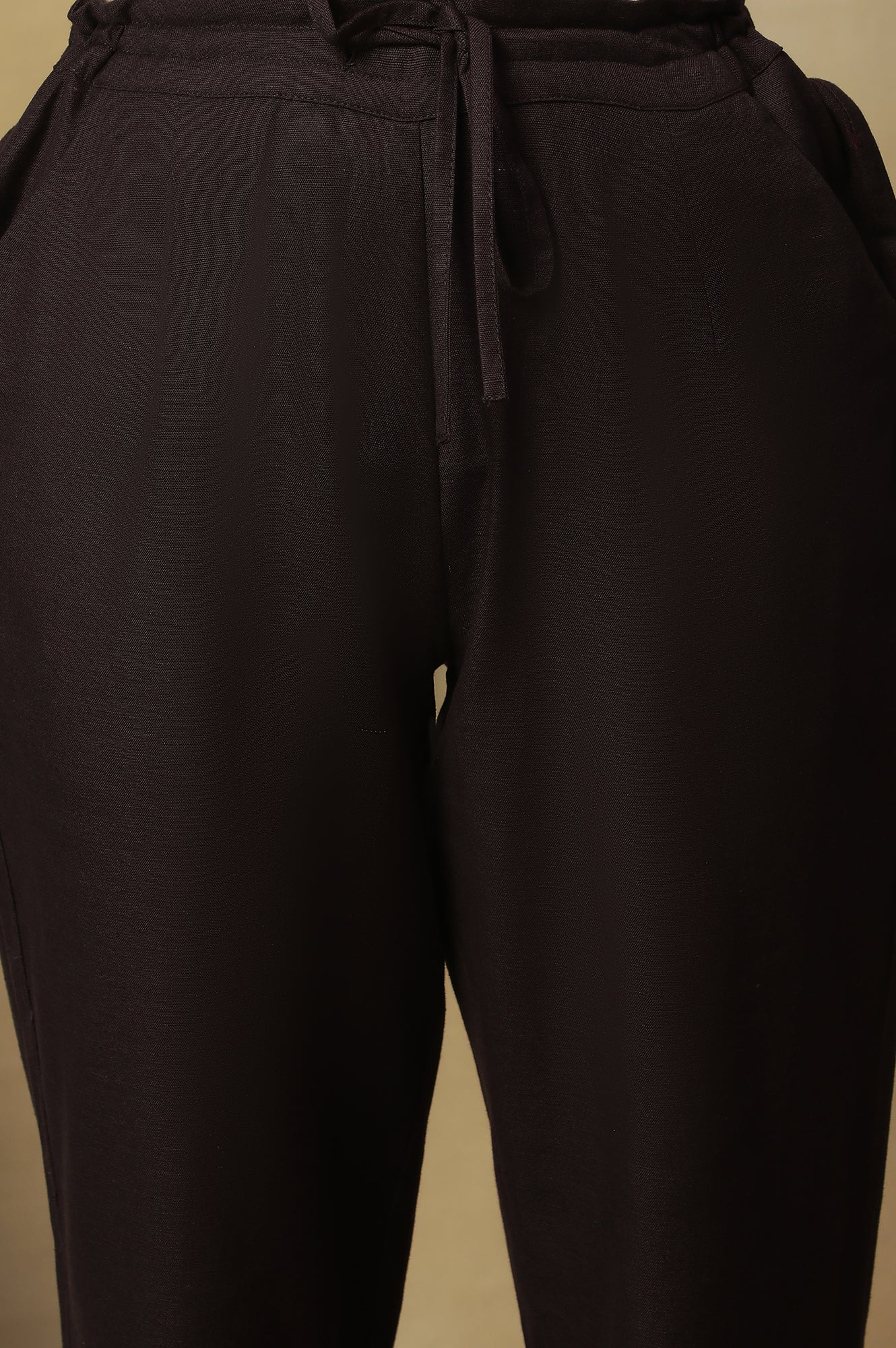 Coffee Brown Straight Pants In Cotton Flax - Image 7