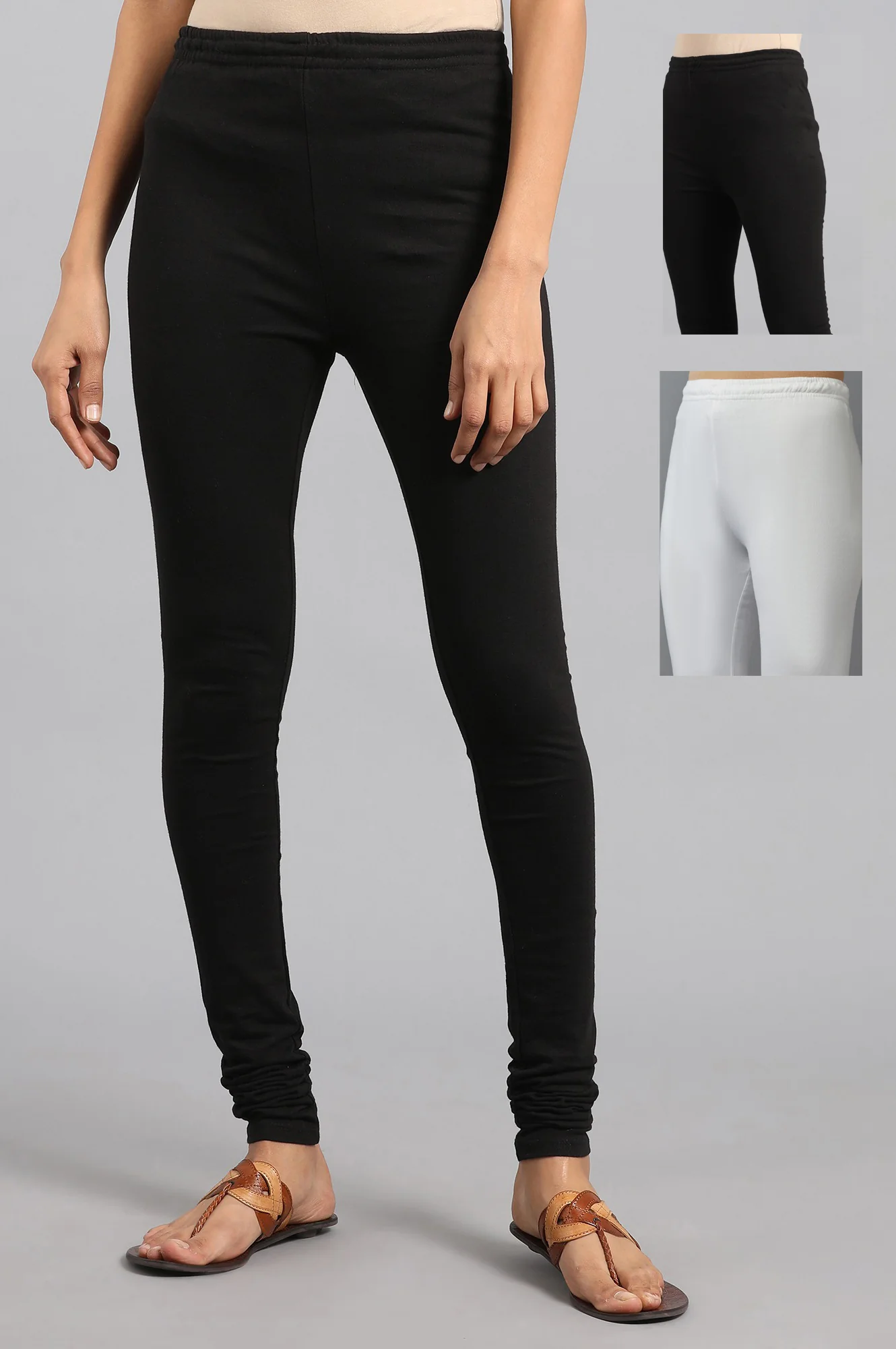 Combo Pack Of Black And White Solid Churidar