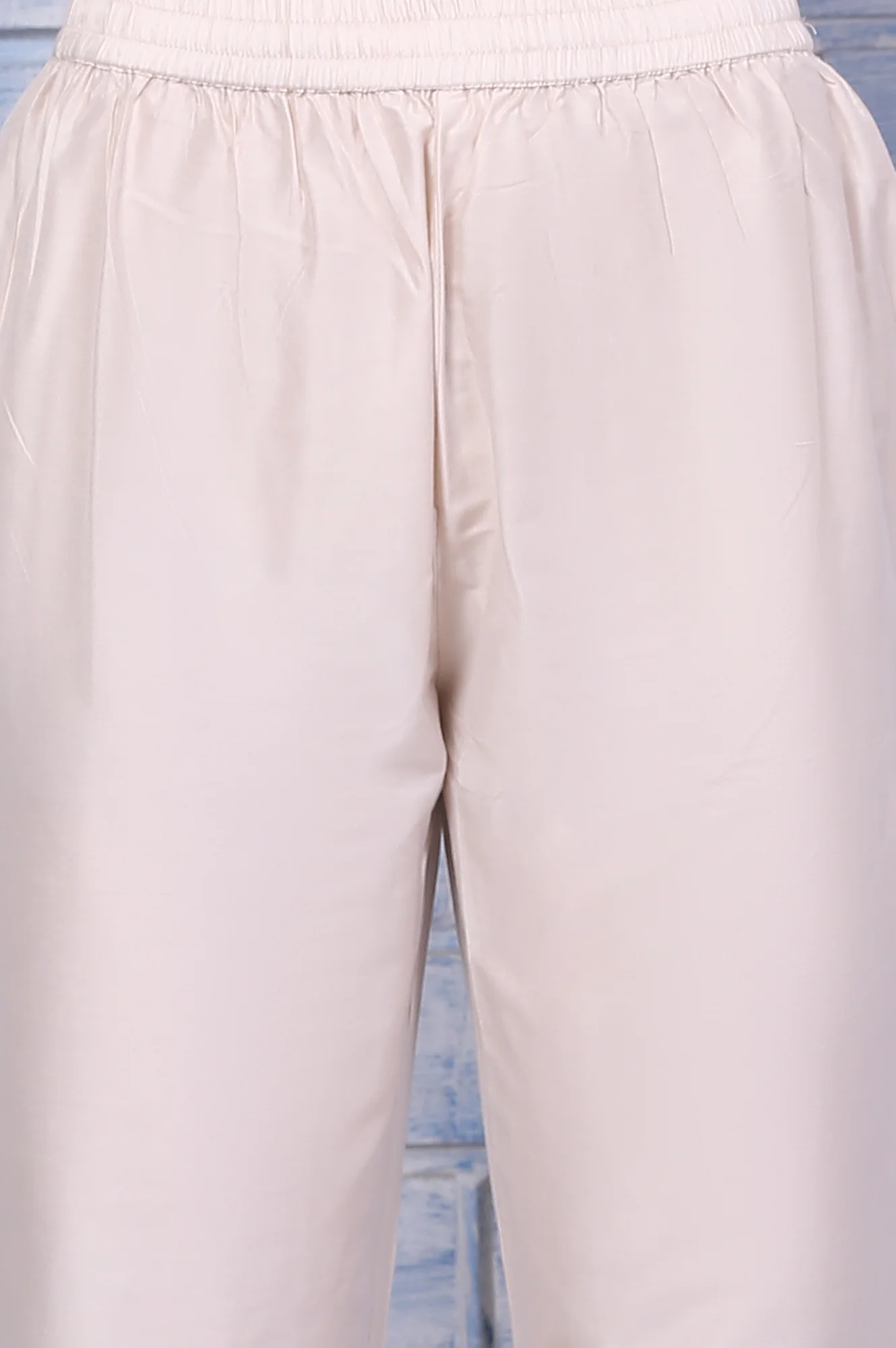 Cream Mirror Work Embroidered Chanderi Flared Kurta, Pants and Dupatta Set - Image 8