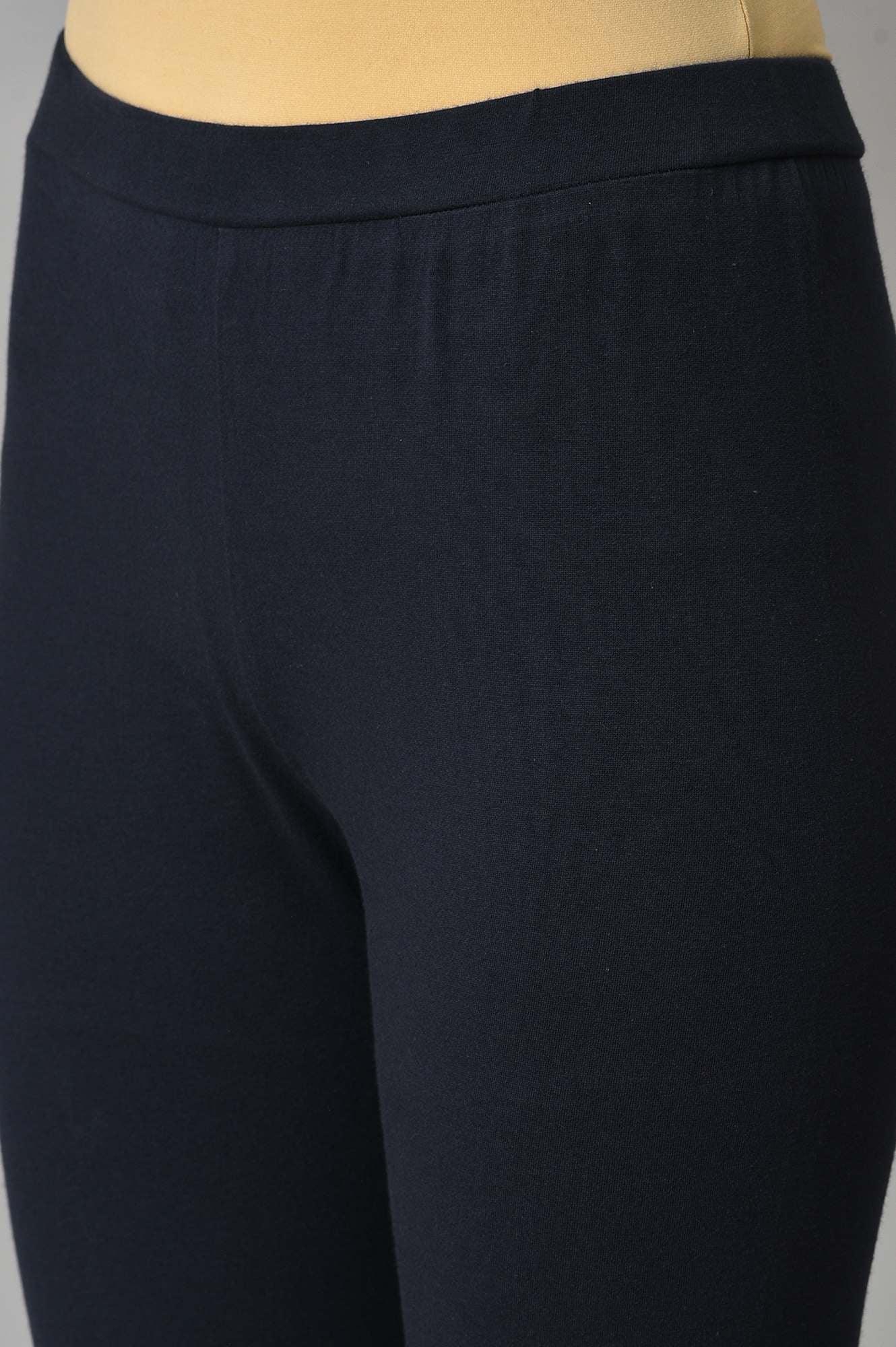 Dark Blue Embroidered kurta With Tights - Image 7