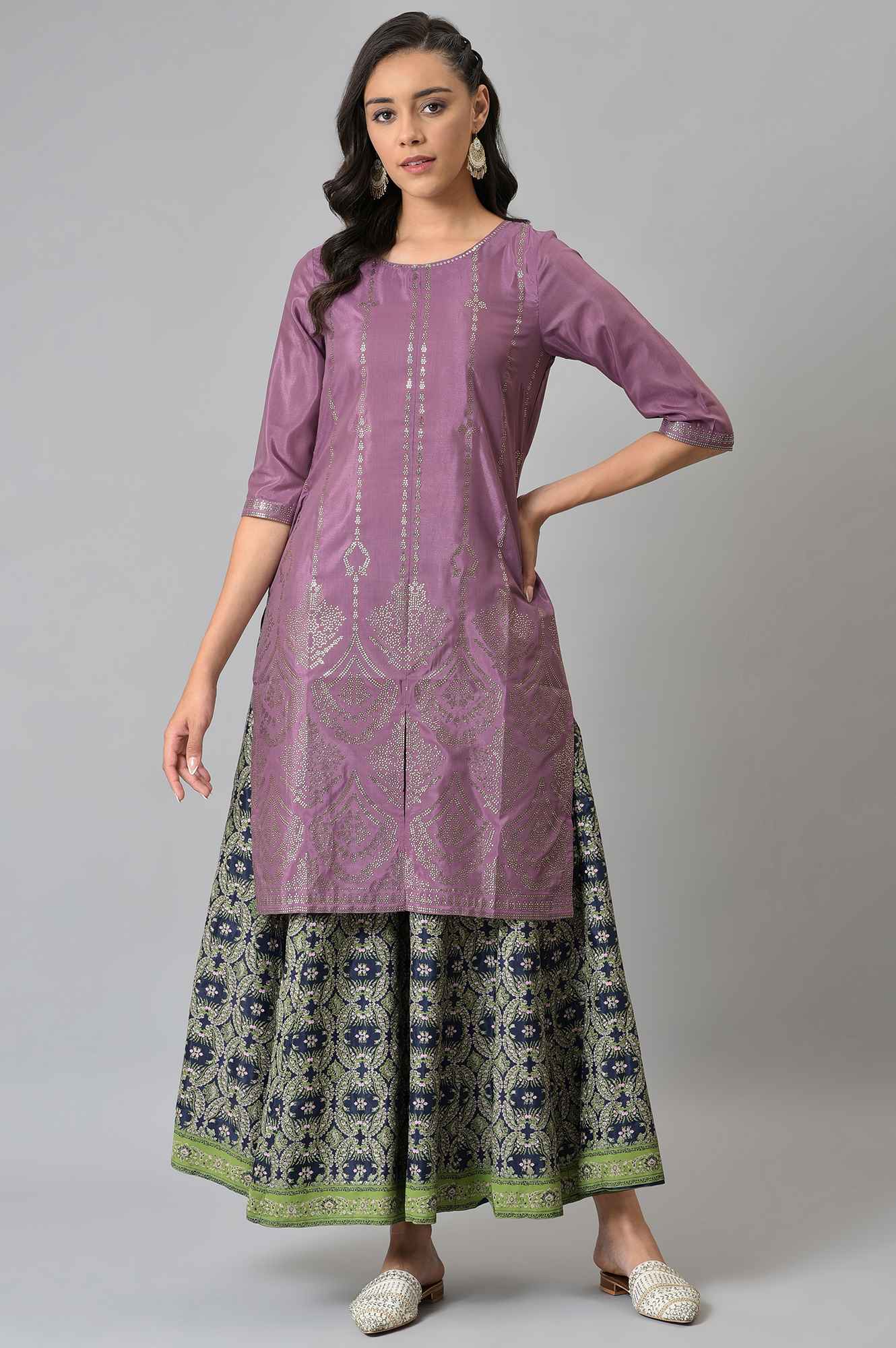 Dark Blue Paisely Printed Culottes - Image 4