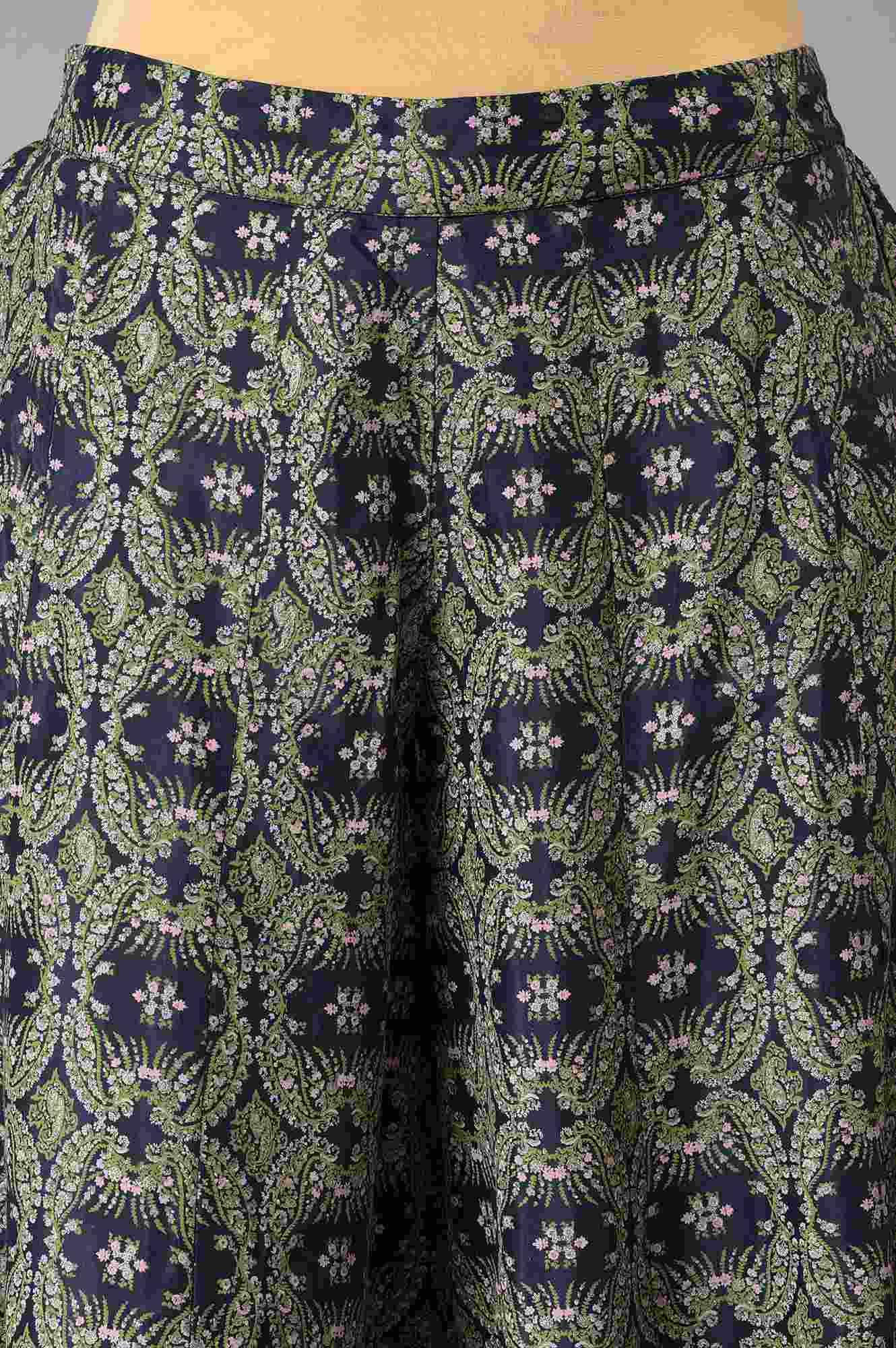 Dark Blue Paisely Printed Culottes - Image 5
