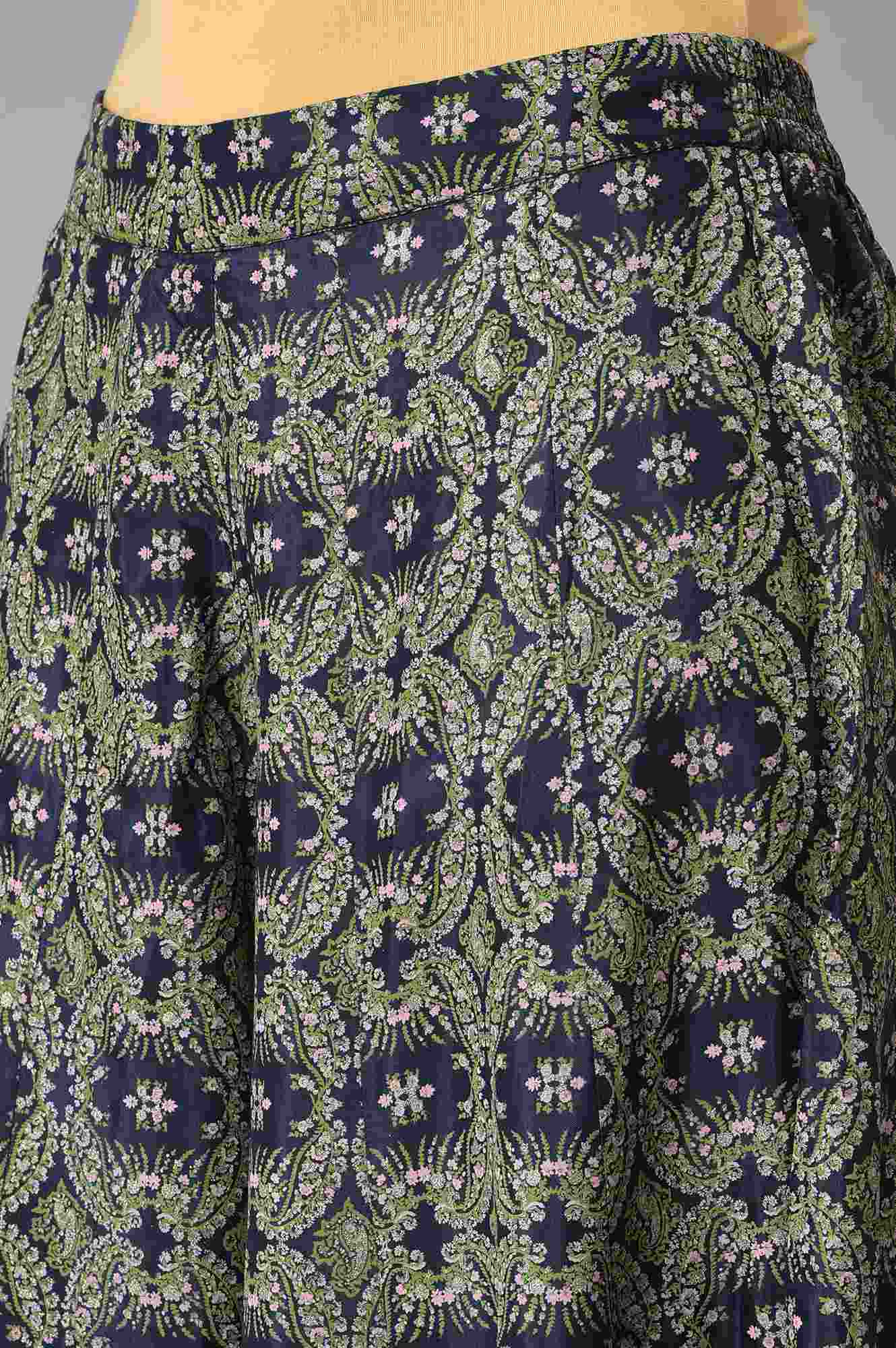 Dark Blue Paisely Printed Culottes - Image 6