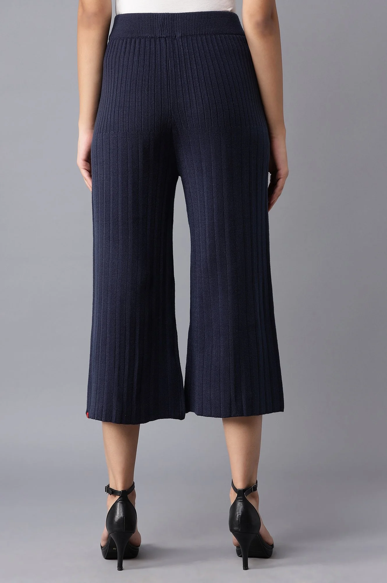 Dark Blue Pleated Parallel Pants - Image 2