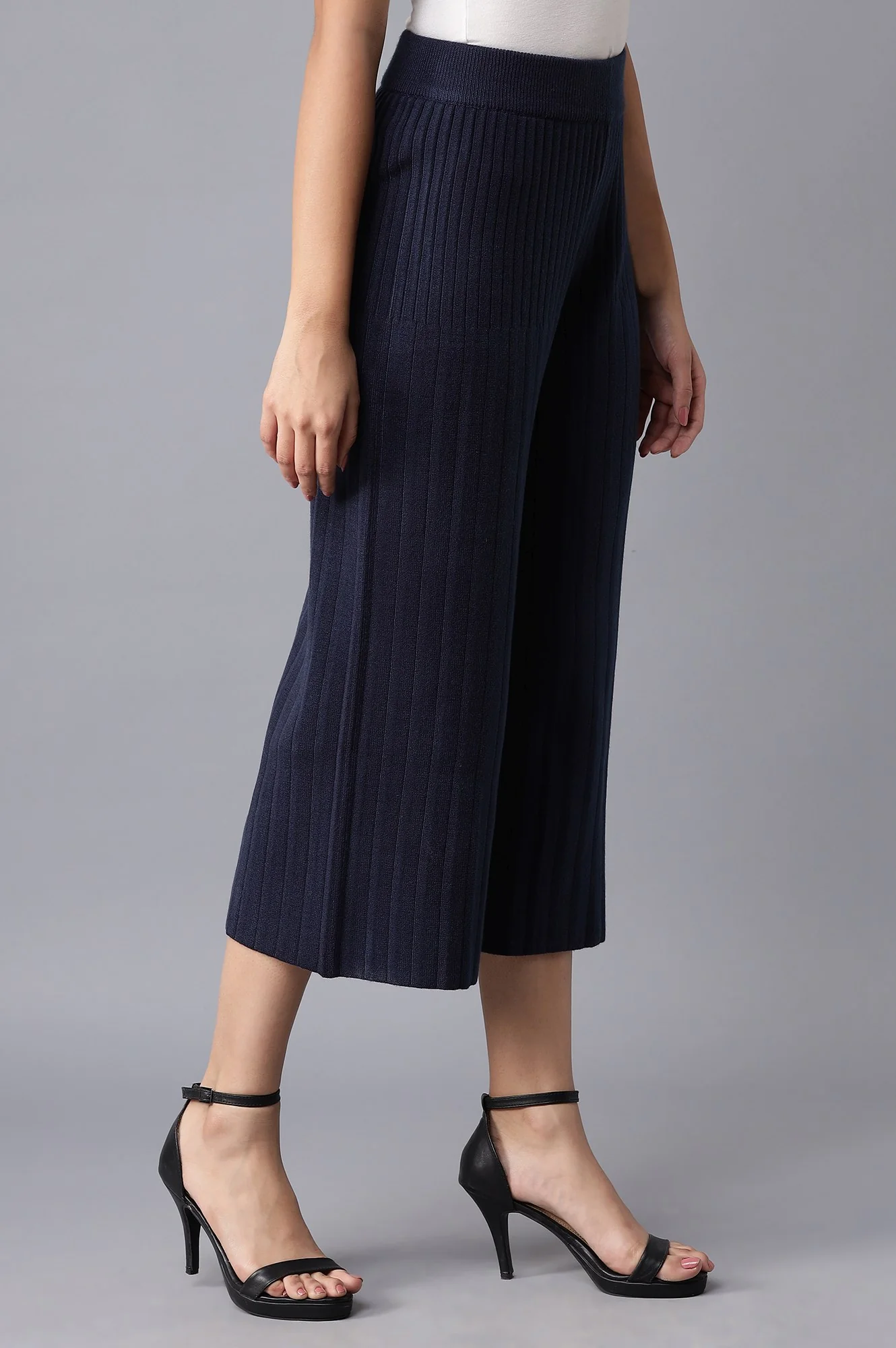 Dark Blue Pleated Parallel Pants - Image 4