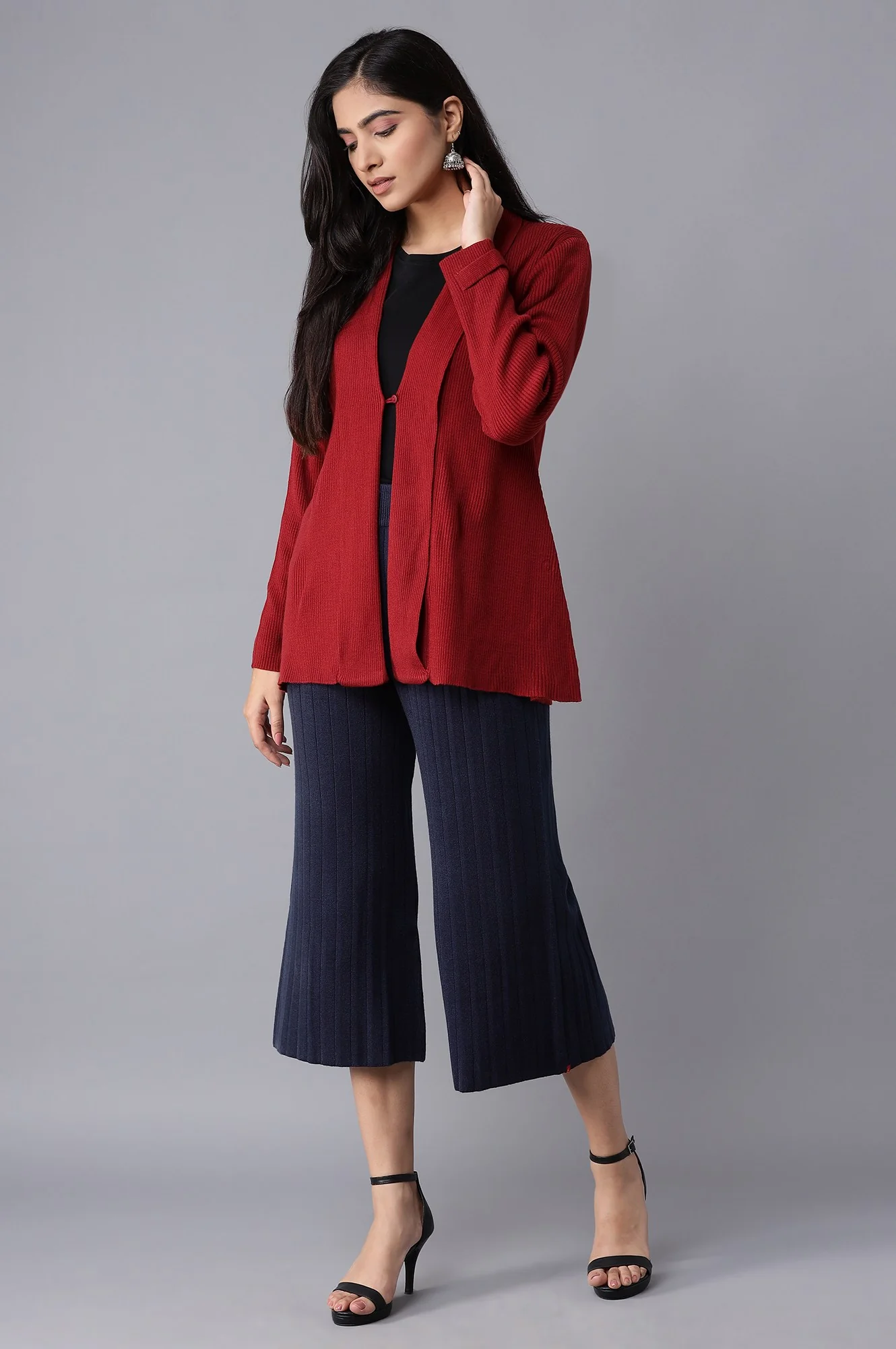 Dark Blue Pleated Parallel Pants - Image 5