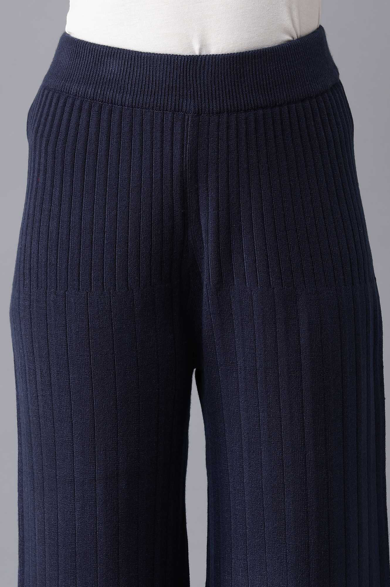 Dark Blue Pleated Parallel Pants - Image 6