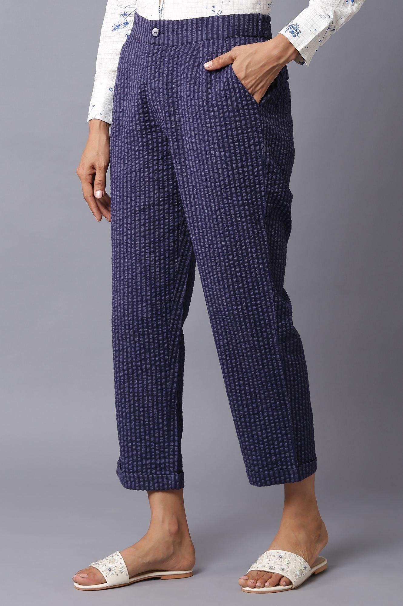 Dark Blue Stripe Slim Pants - Image 3