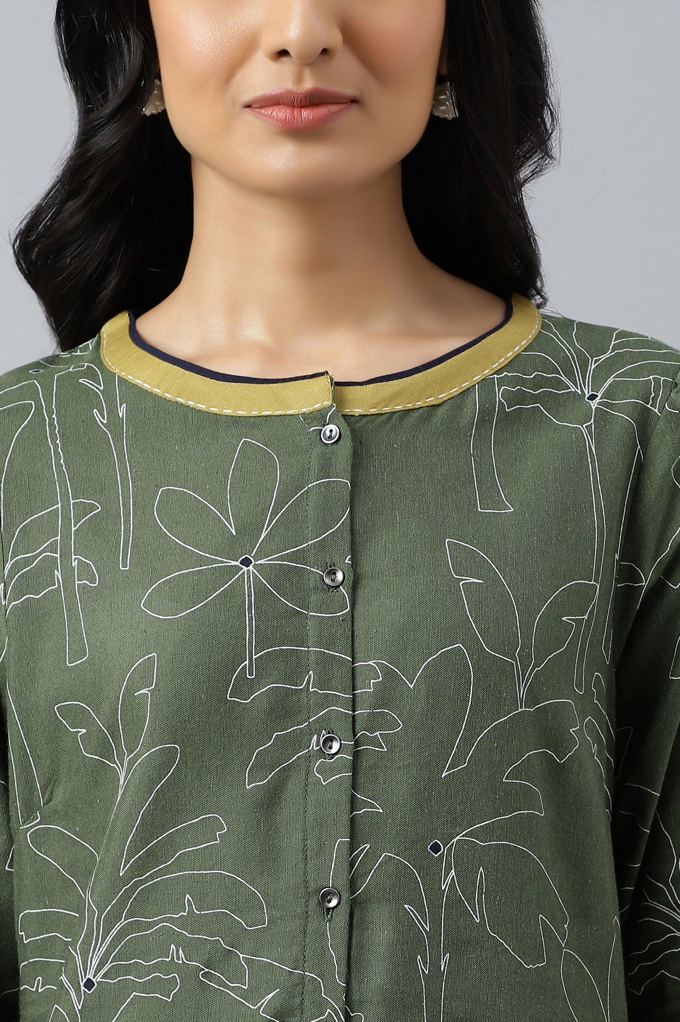 Dark Green A-Line Kurta with Straight Pants - Image 7
