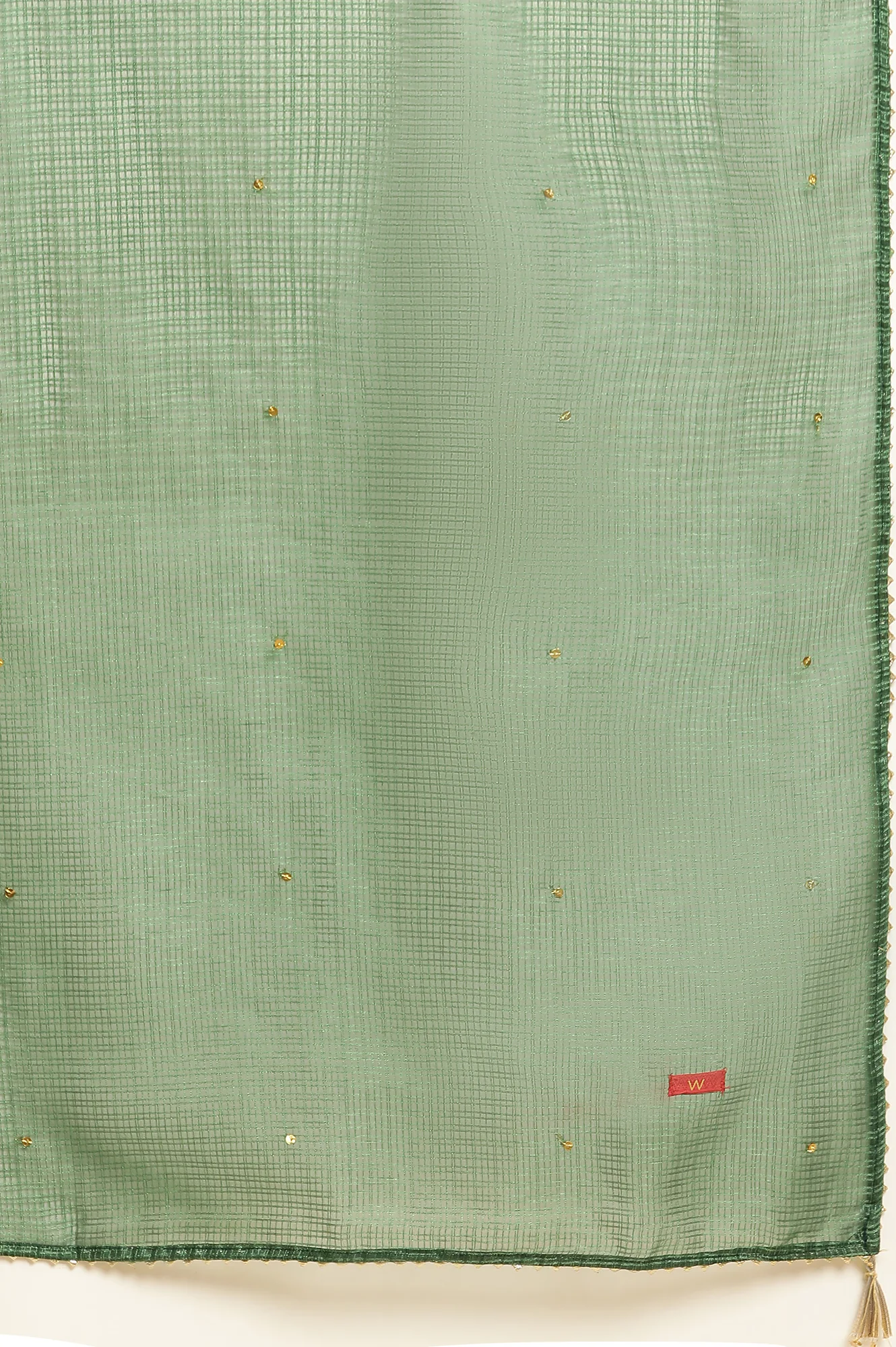 Dark Green Embellished Kota Dupatta with Gota - Image 6