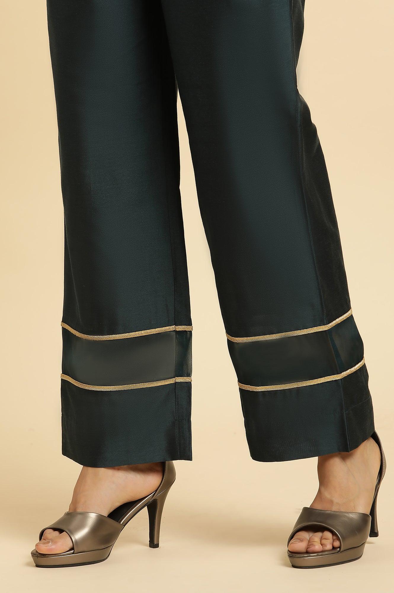 Dark Green Embroidered Festive Kurta, Pant And Dupatta Set - Image 10