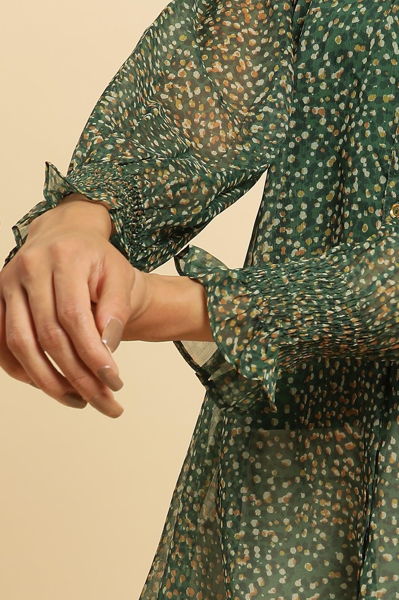 Dark Green Sheer Button Down Shirt - Image 7